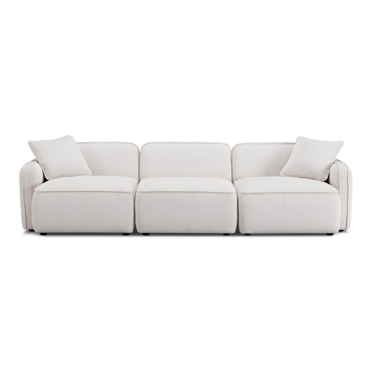 TOV Furniture Travie White Sand Performance Corduroy Velvet Modular Sofa