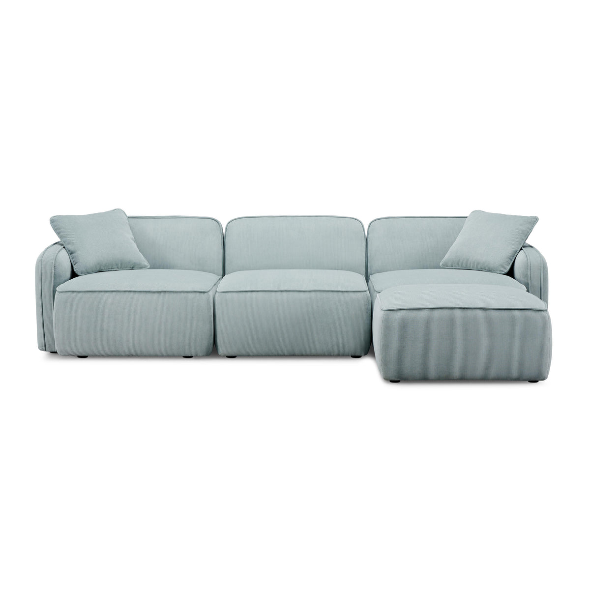 TOV Furniture Travie Sea Blue Performance Corduroy Velvet 4-Piece Modular Sectional Sofa
