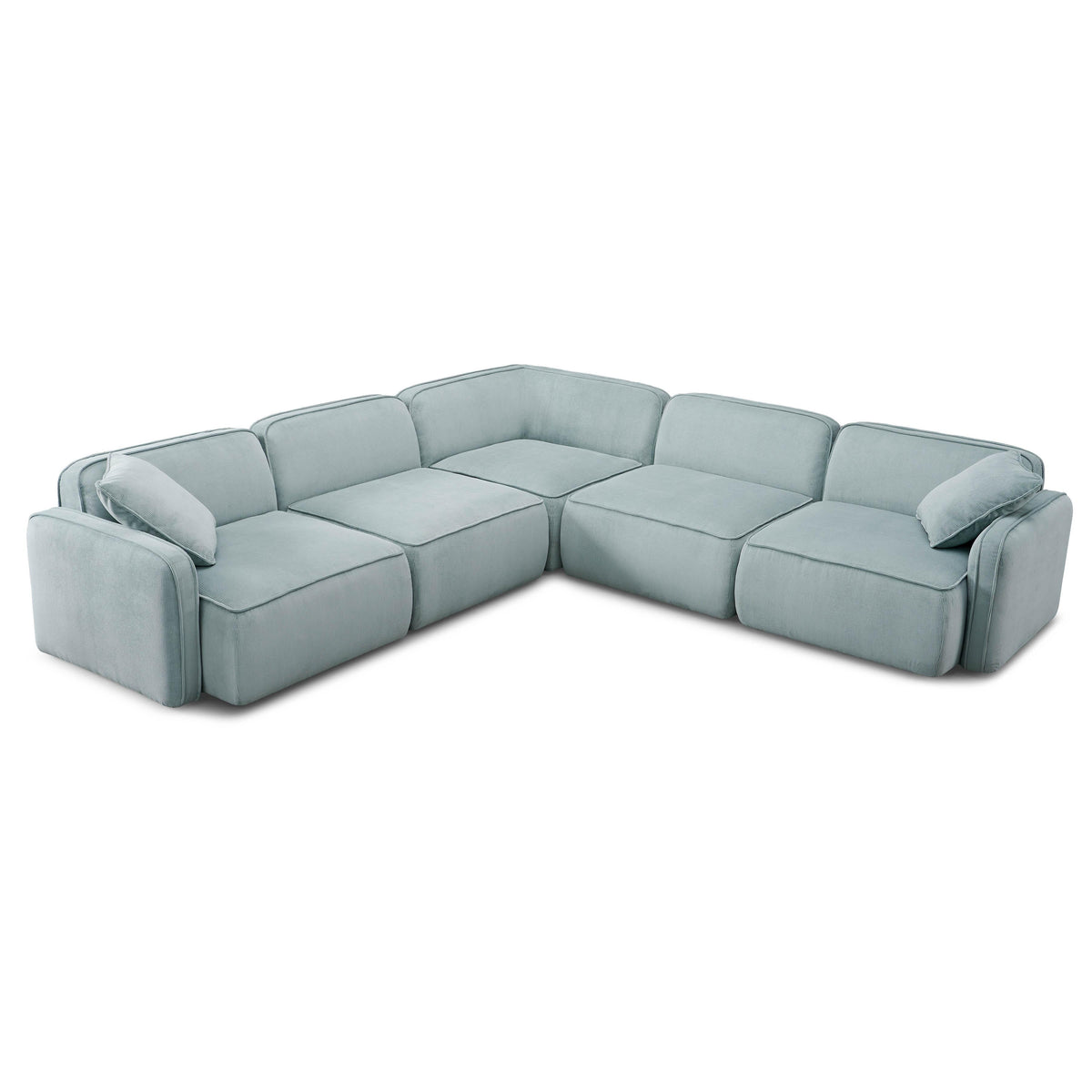 TOV Furniture Travie 5-Piece Performance Corduroy Velvet Modular L-Sectional in sea blue, primary product view