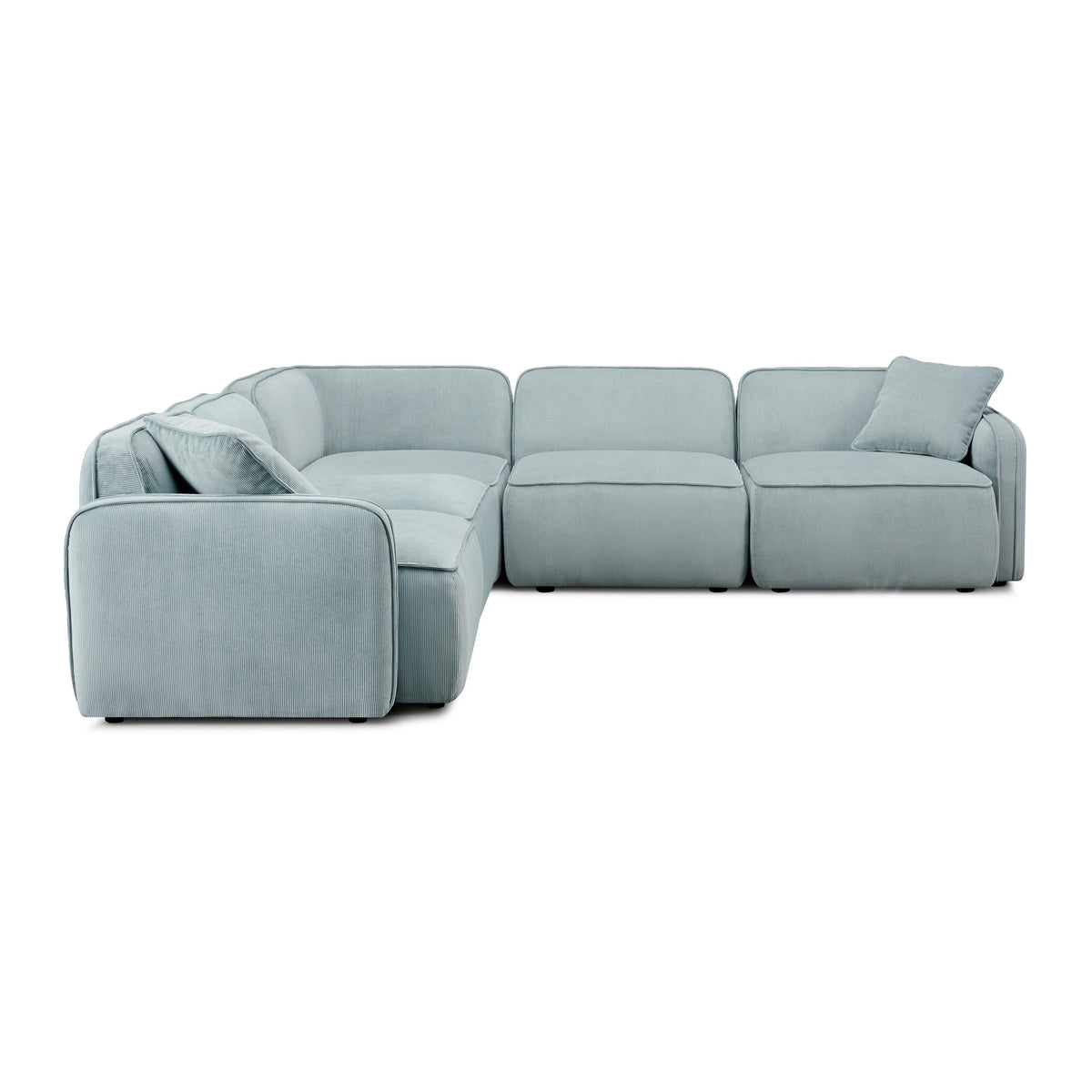 TOV Furniture Travie Sea Blue Performance Corduroy Velvet 5-Piece Modular L-Sectional Sofa