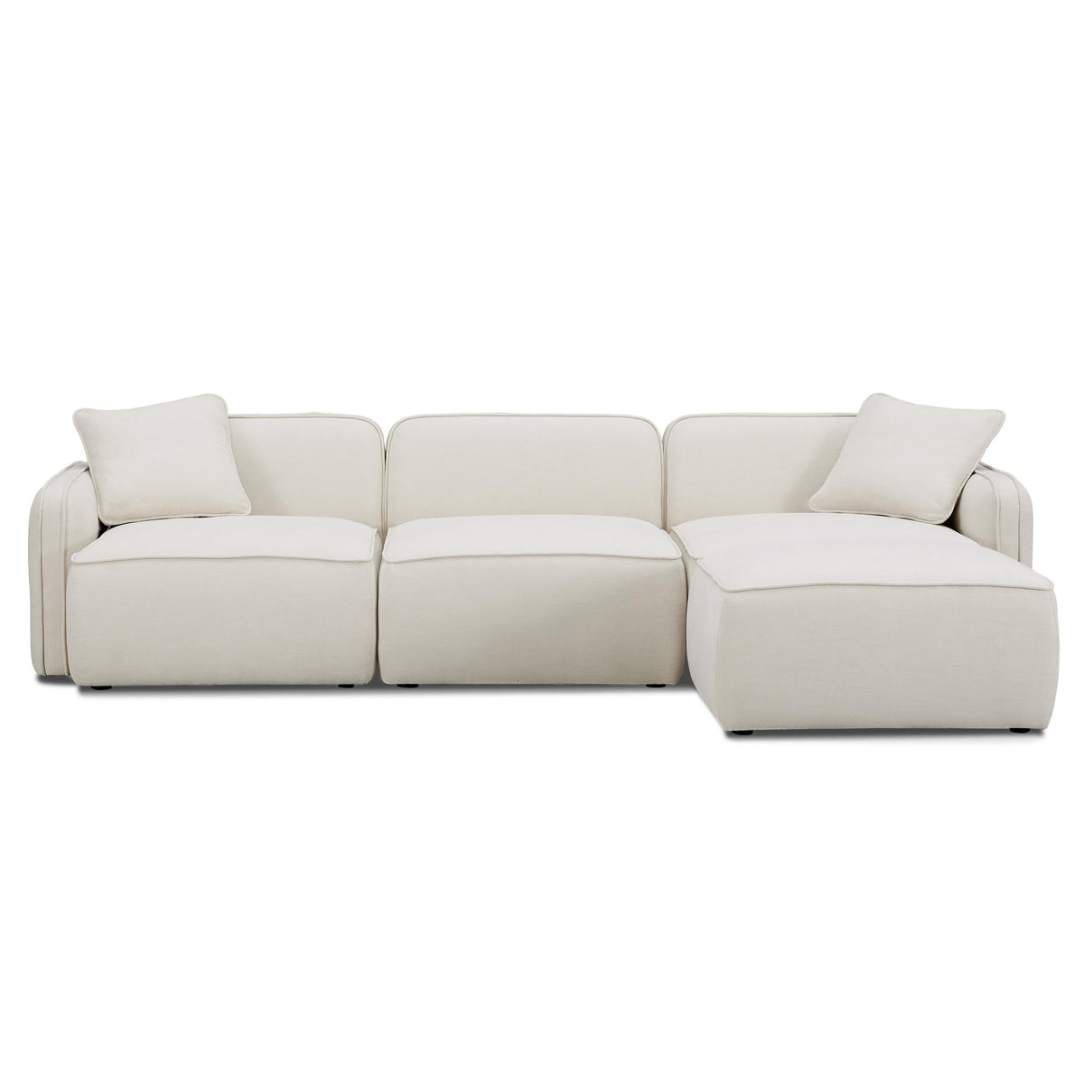TOV Furniture Travie Sand Upcycled Performance Linen 4-Piece Modular Sectional Sofa