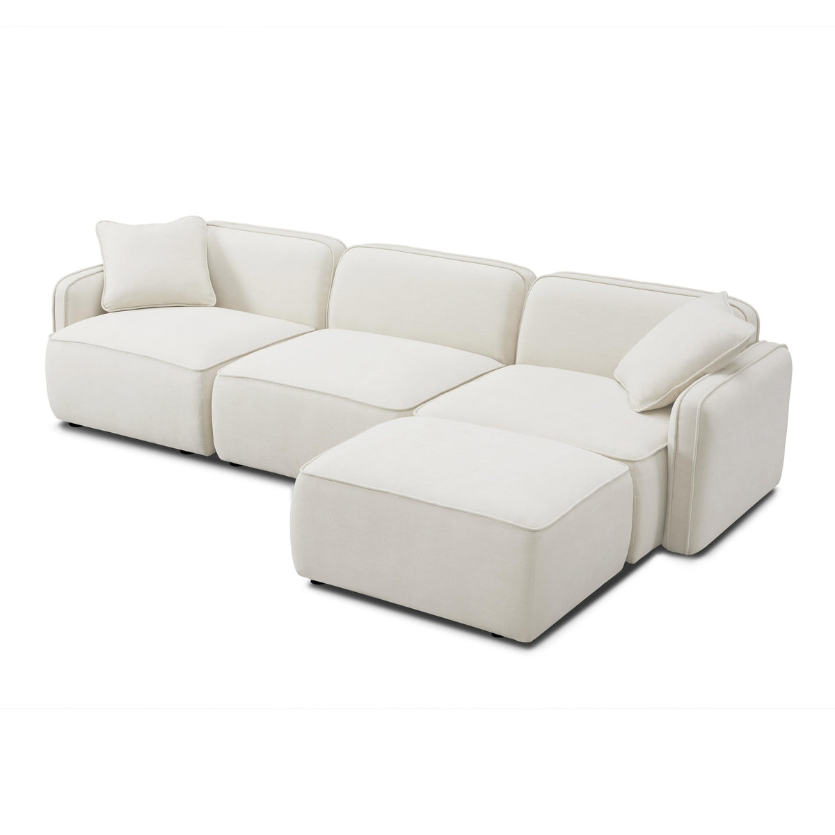 TOV Furniture Travie Sand Upcycled Performance Linen 4-Piece Modular Sectional Sofa