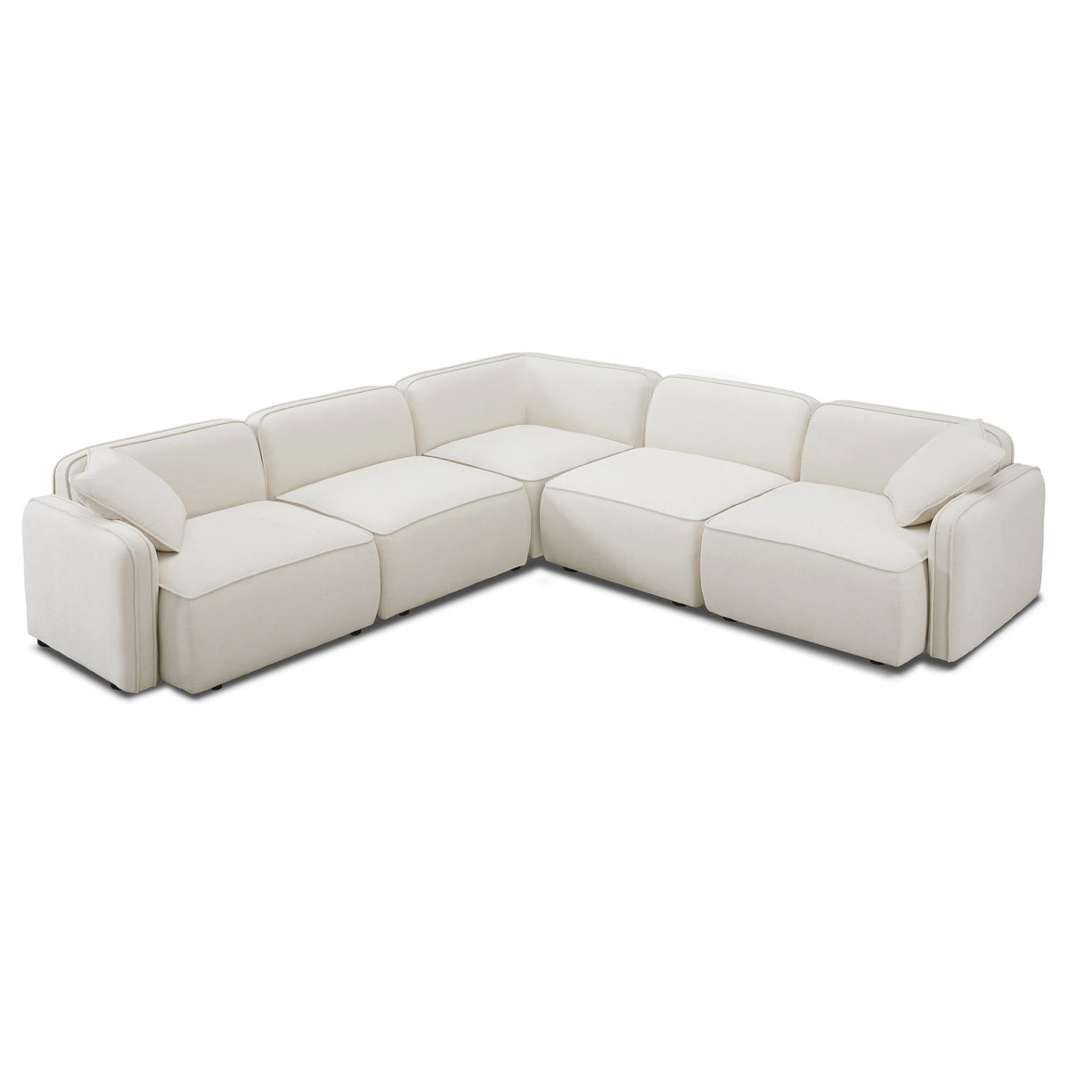 TOV Furniture Travie 5-Piece Sand Upcycled Performance Linen Modular L-Sectional in sand, primary product view