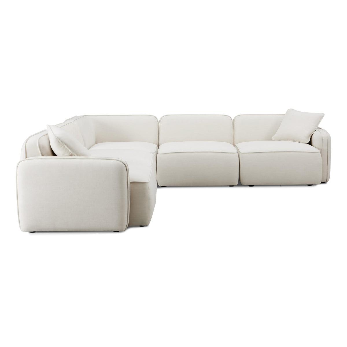 TOV Furniture Travie Sand Upcycled Performance Linen 5-Piece Modular L-Sectional Sofa