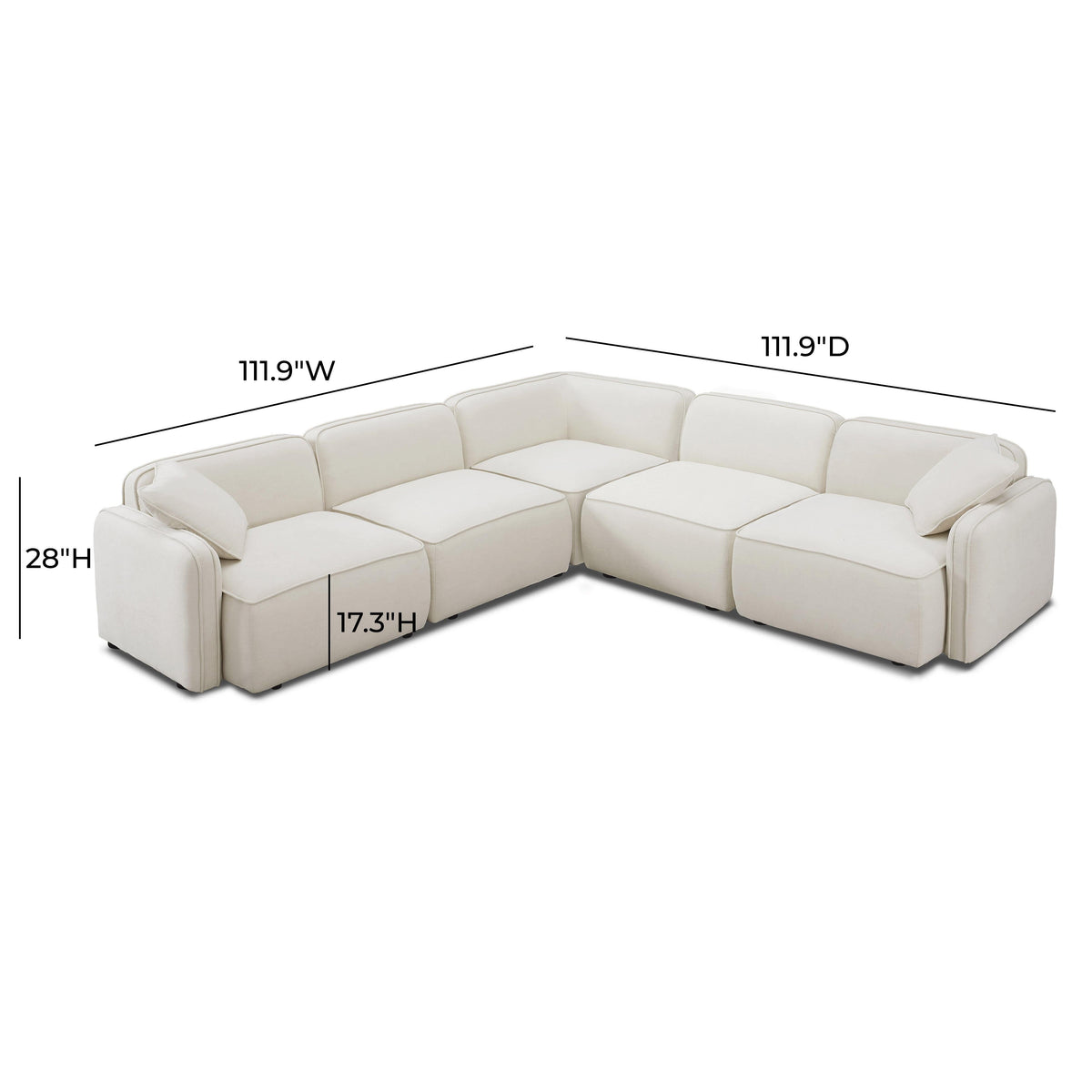 TOV Furniture Travie Sand Upcycled Performance Linen 5-Piece Modular L-Sectional Sofa