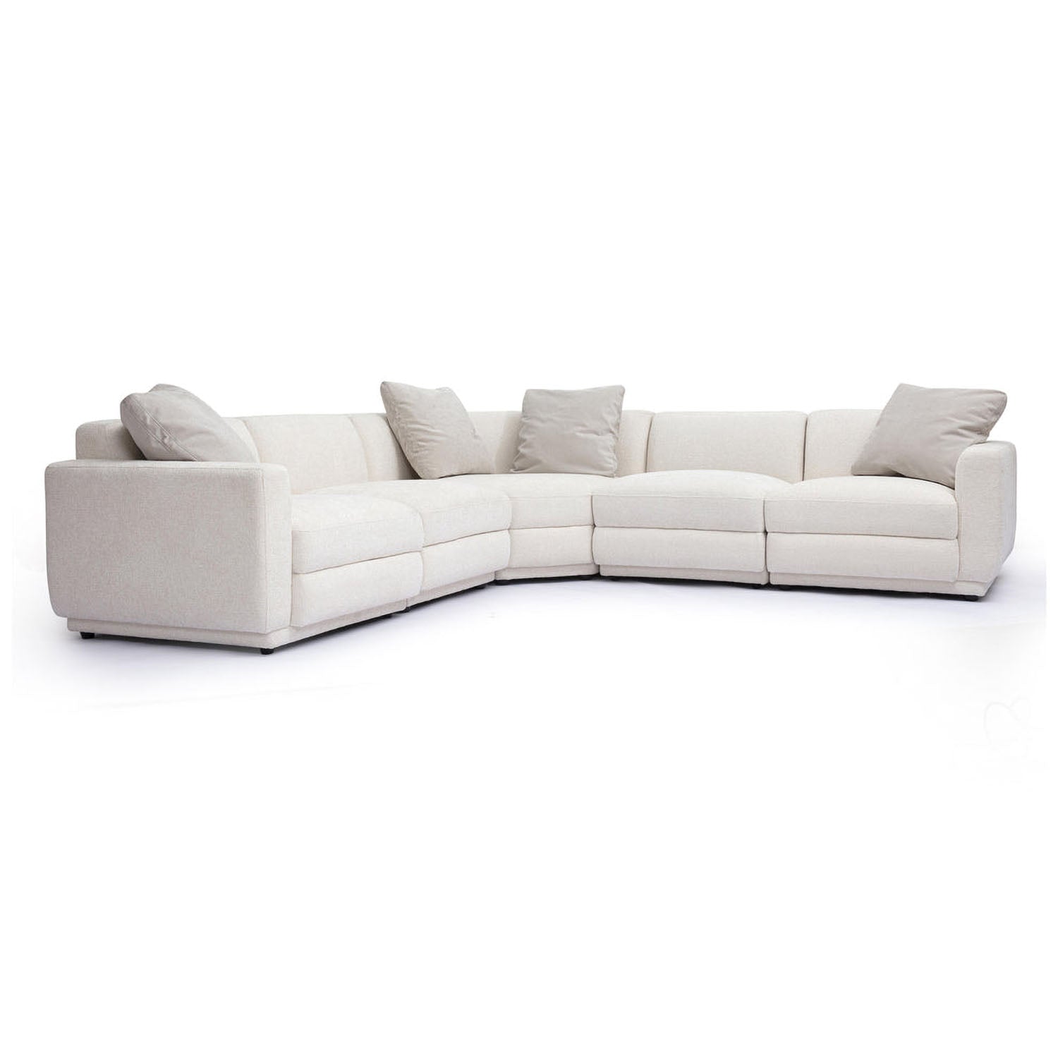 TOV Furniture Perry 5-Piece Cream Chenille Modular L-Sectional Sofa