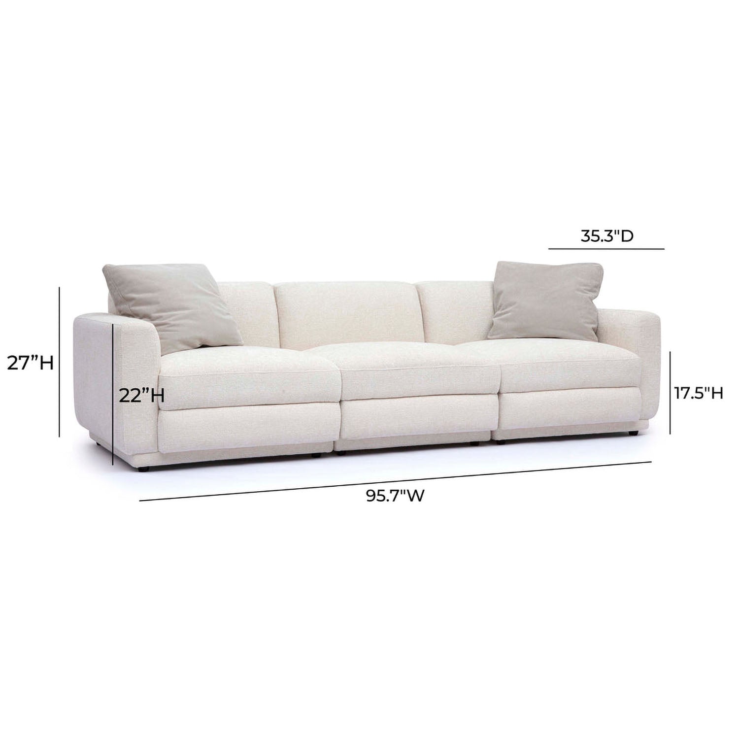 TOV Furniture Perry Cream Chenille Modular Sofa