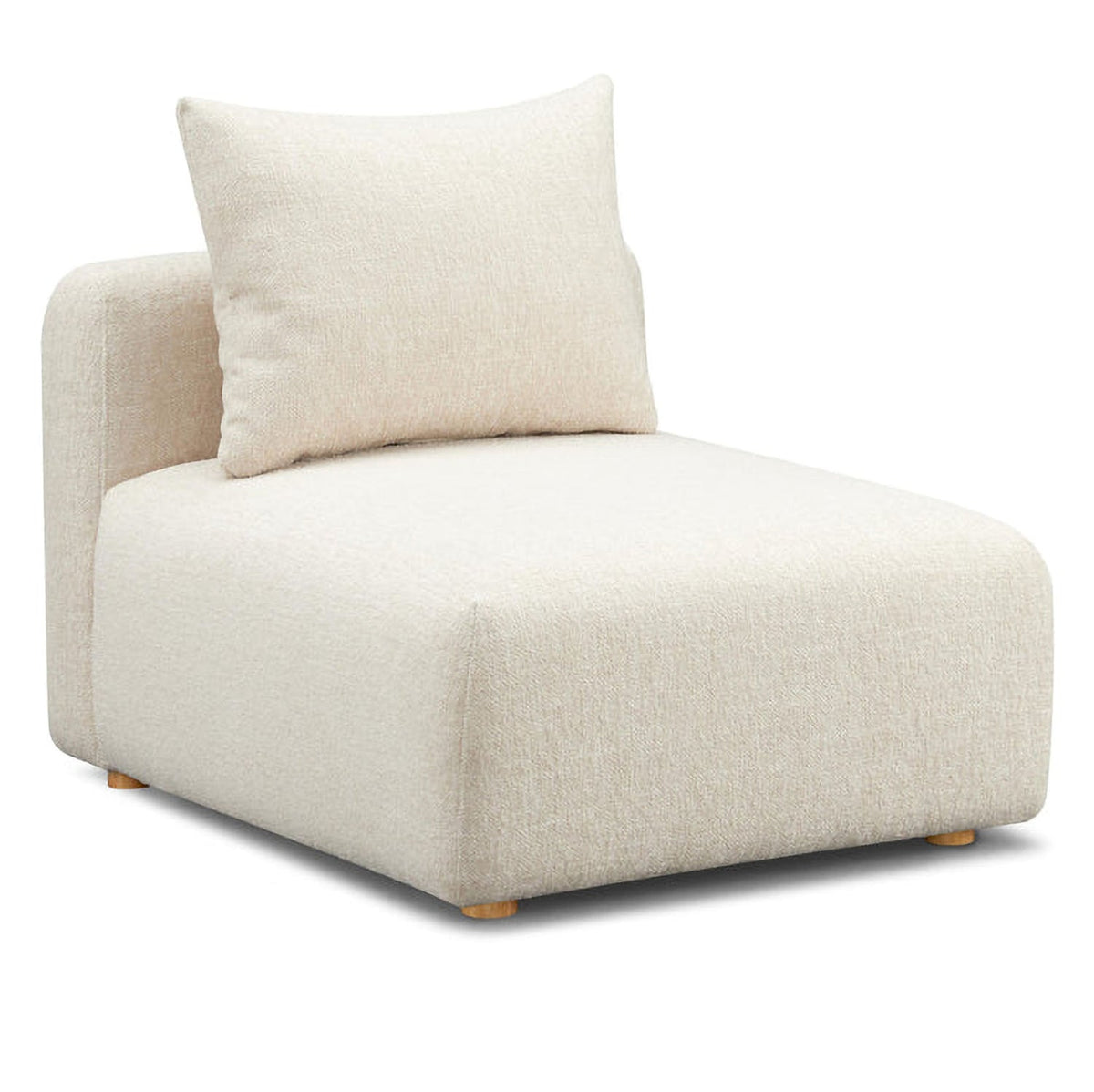 TOV Furniture Hangover Modular Armless Chair cream textured fabric, three-quarter angle