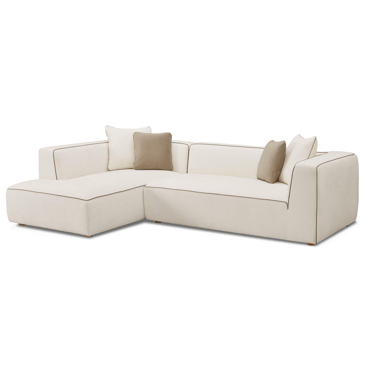 TOV Furniture Tristine 2-Piece Cream Linen L-Shaped Sectional in cream linen, primary product view