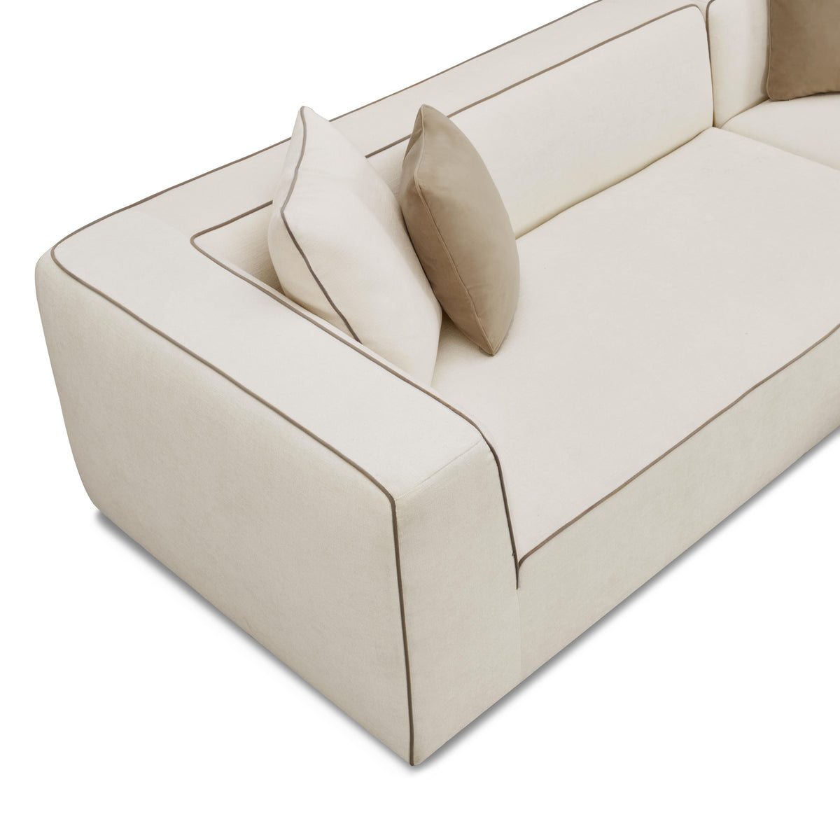 TOV Furniture Tristine Cream Linen L-Shaped 2-Piece Sectional Sofa