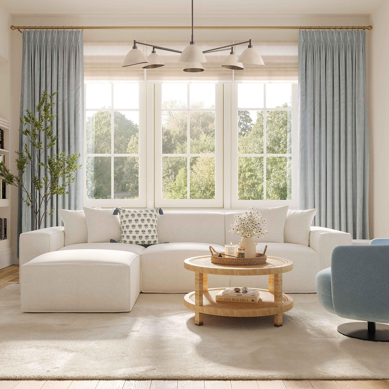 TOV Furniture Mindy Chenille Basketweave Modular Loveseat