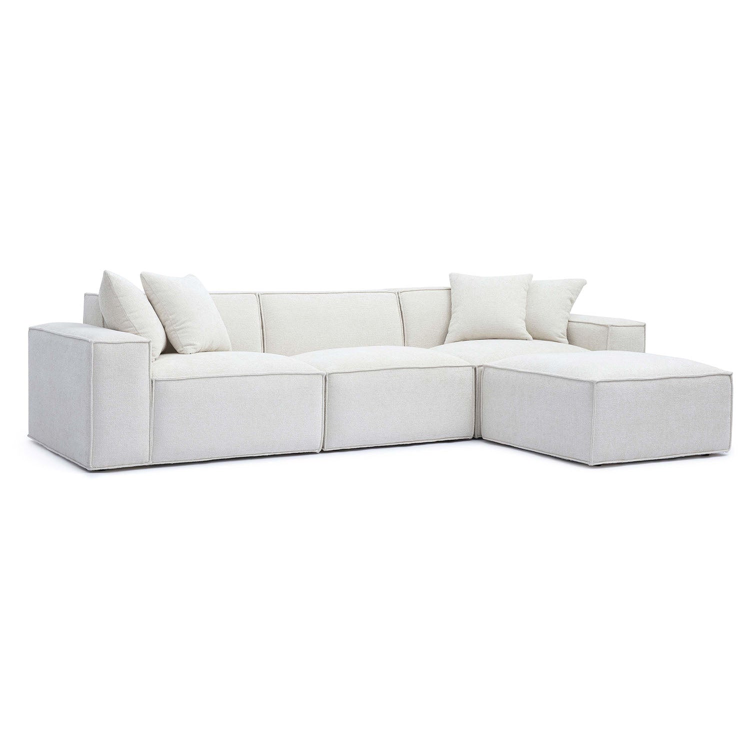 TOV Furniture Mindy Chenille Basketweave Modular Sectional Sofa