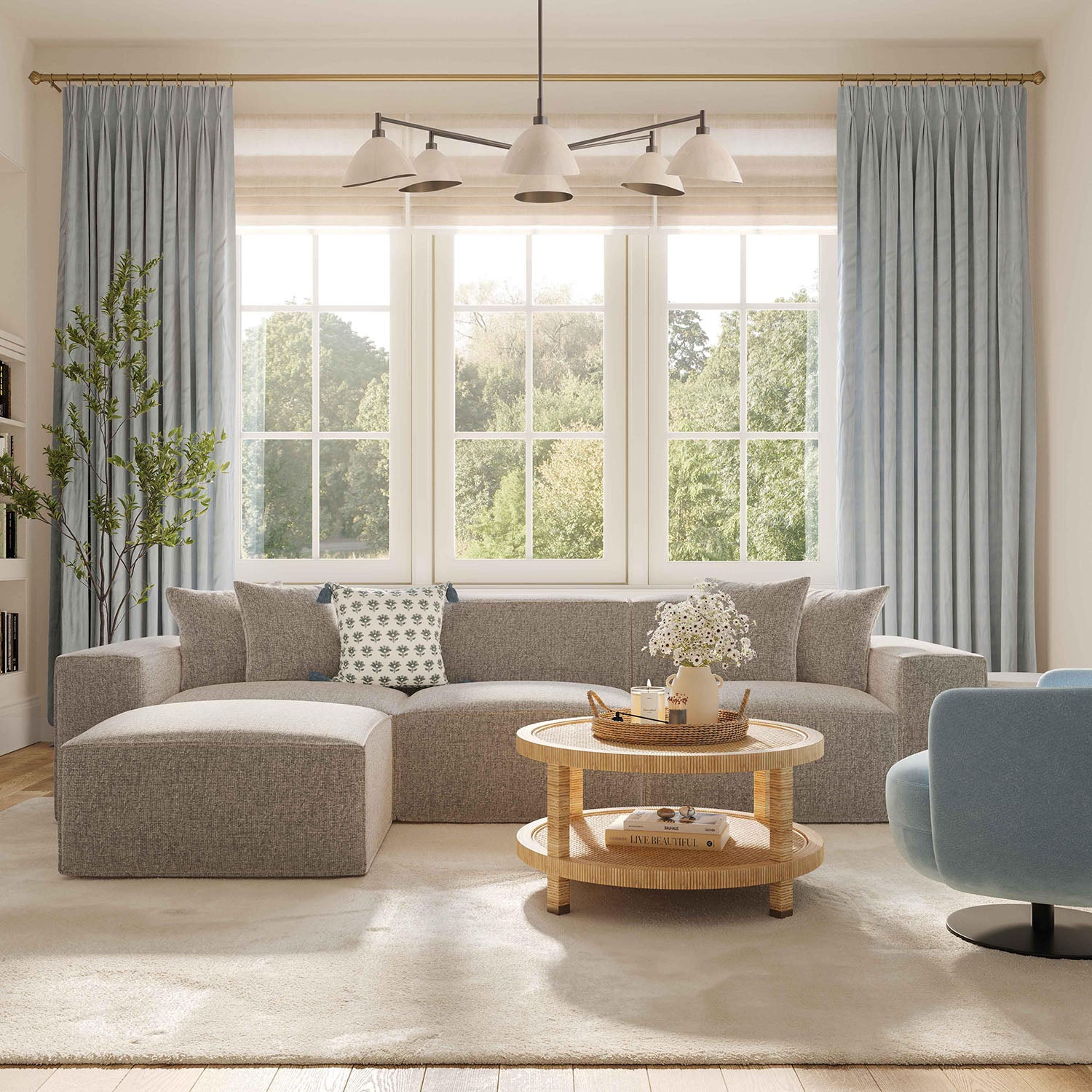 TOV Furniture Mindy Chenille Basketweave Modular Loveseat