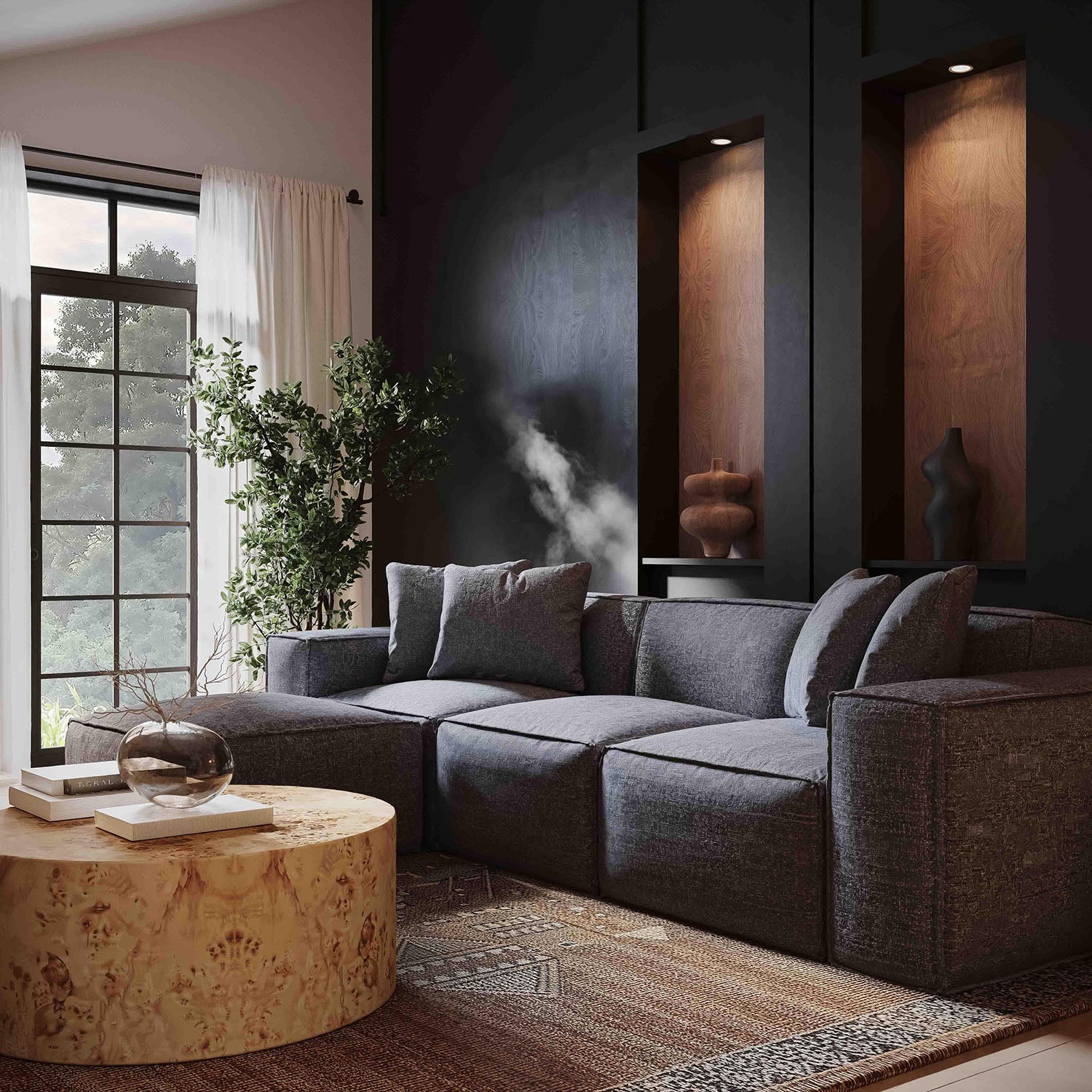 TOV Furniture Mindy Chenille Basketweave Modular Sofa