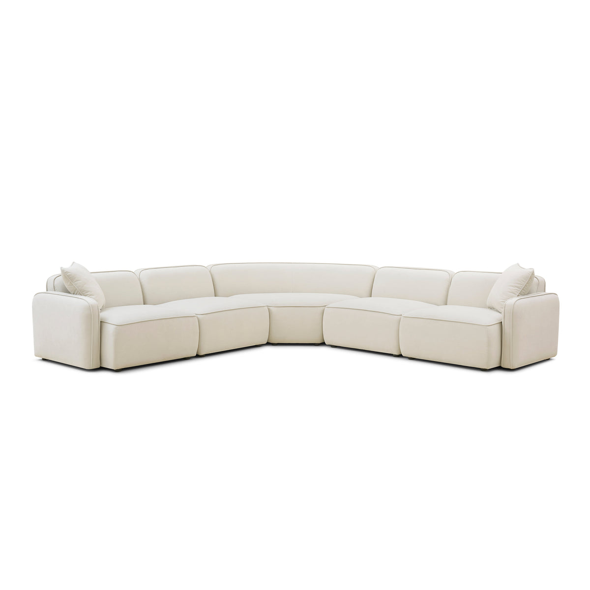 TOV Furniture Travie Sand Upcycled Performance Linen Modular 5-Piece Large L-Sectional Sofa