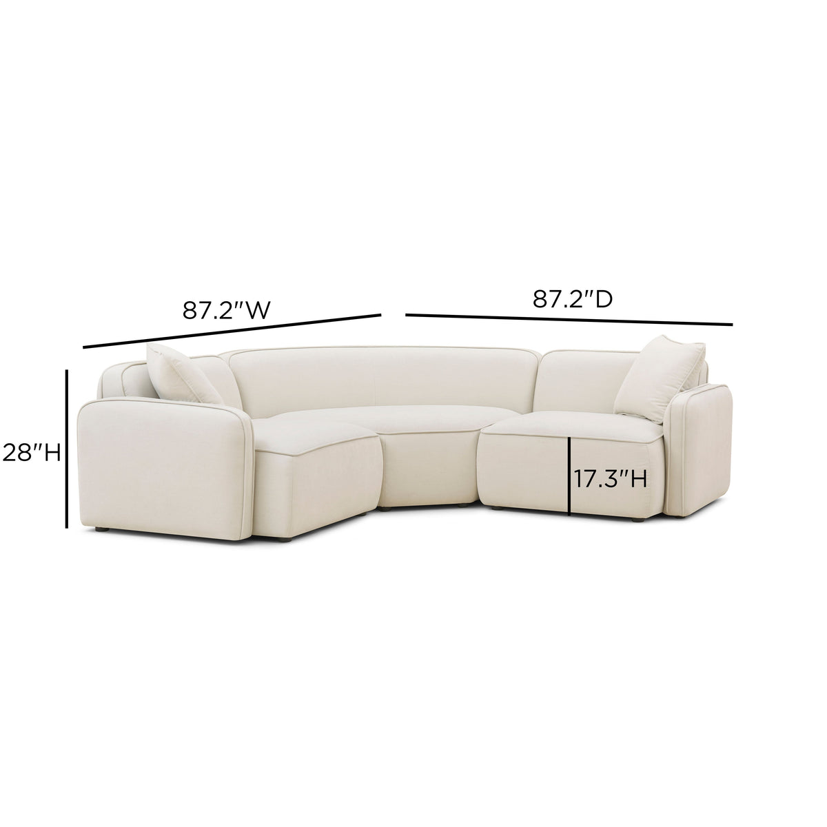 TOV Furniture Travie Sand Upcycled Performance Linen 3-Piece Modular L-Sectional Sofa