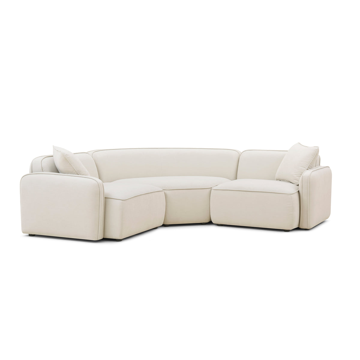 TOV Furniture Travie 3-Piece Sand Upcycled Linen Modular L-Sectional in sand linen