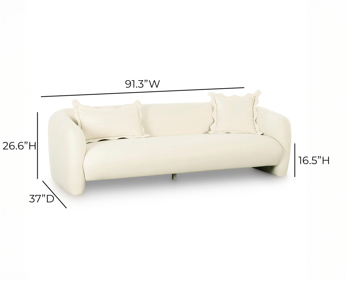 TOV Furniture Lou Cream Performance Velvet Sofa