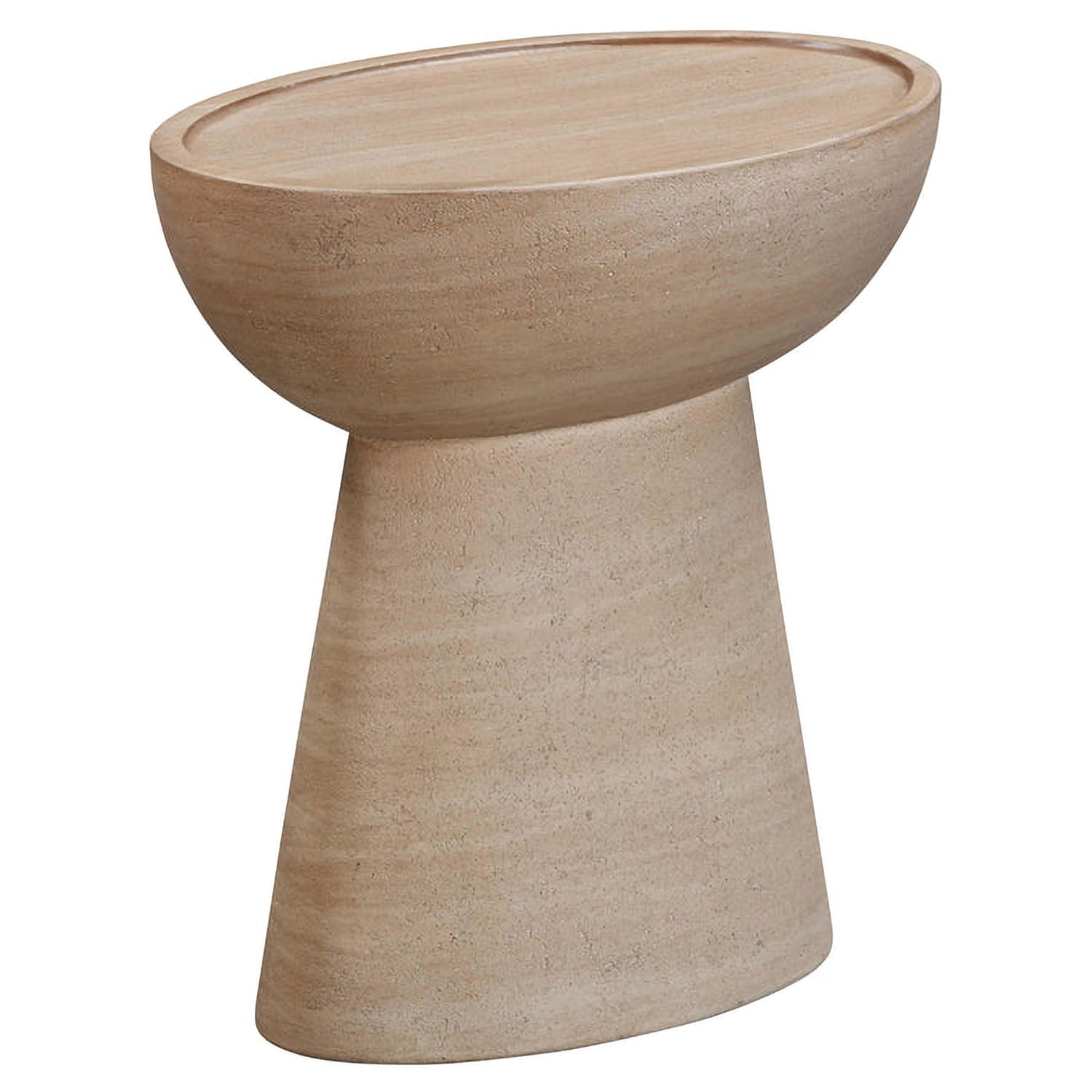 TOV Furniture Eclipse Textured Faux Travertine Indoor/Outdoor Side Table