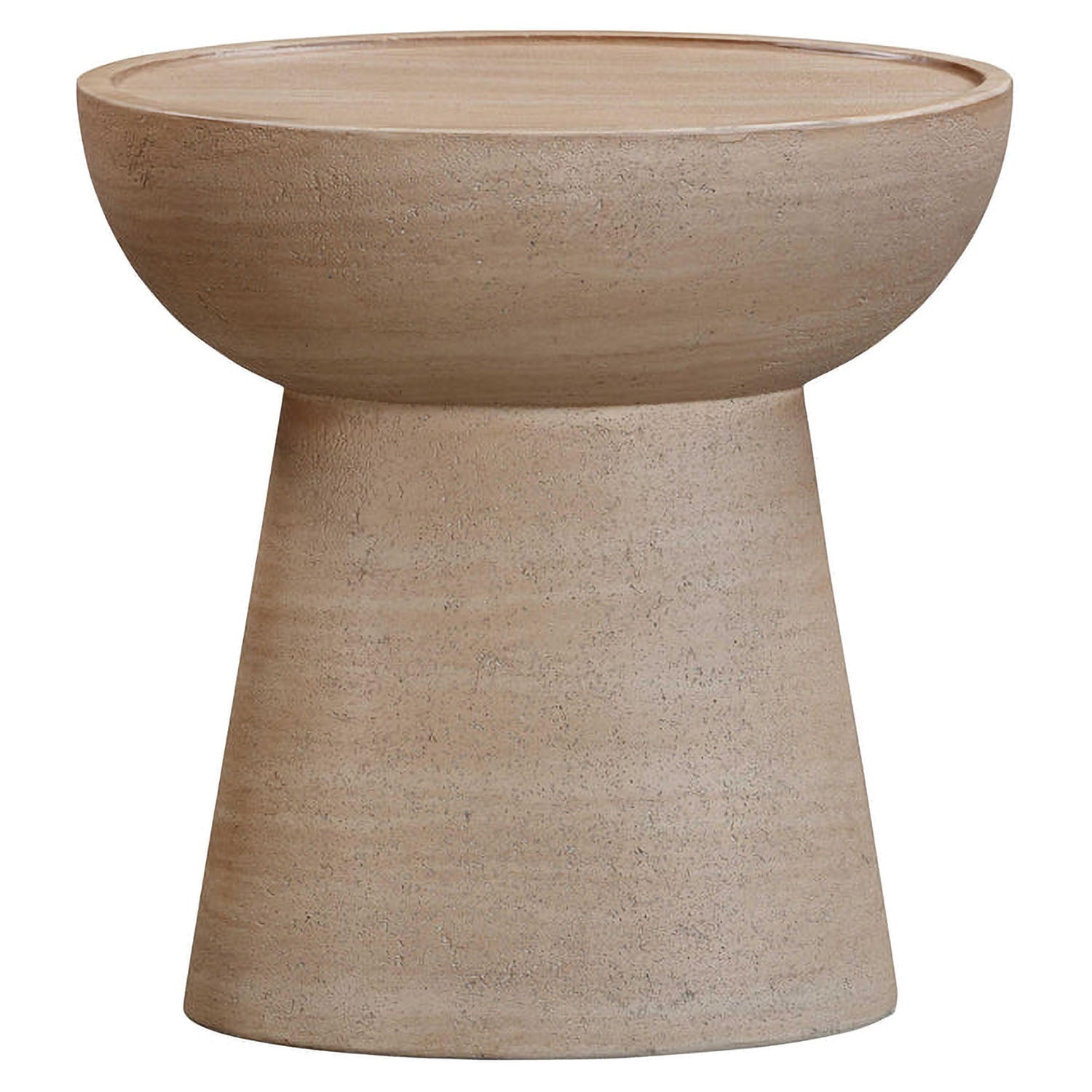 TOV Furniture Eclipse Textured Faux Travertine Indoor/Outdoor Side Table