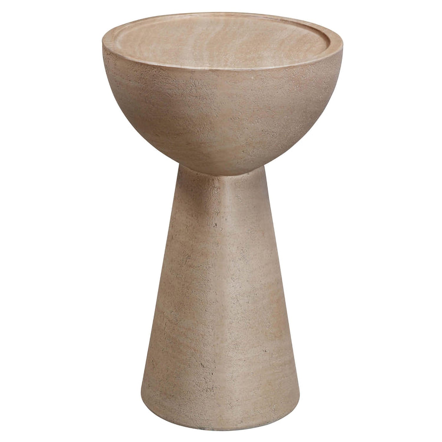 TOV Furniture Eclipse Textured Faux Travertine Indoor/Outdoor Side Table