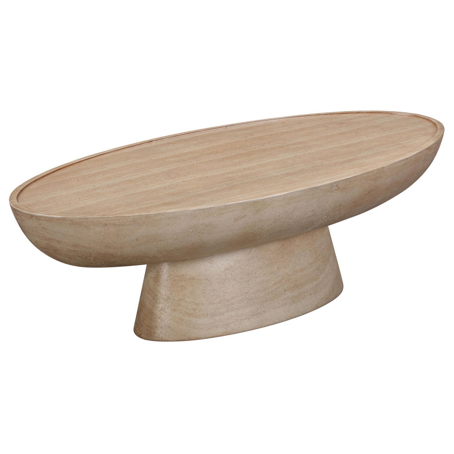 TOV Furniture Eclipse Textured Faux Travertine Indoor/Outdoor Coffee Table