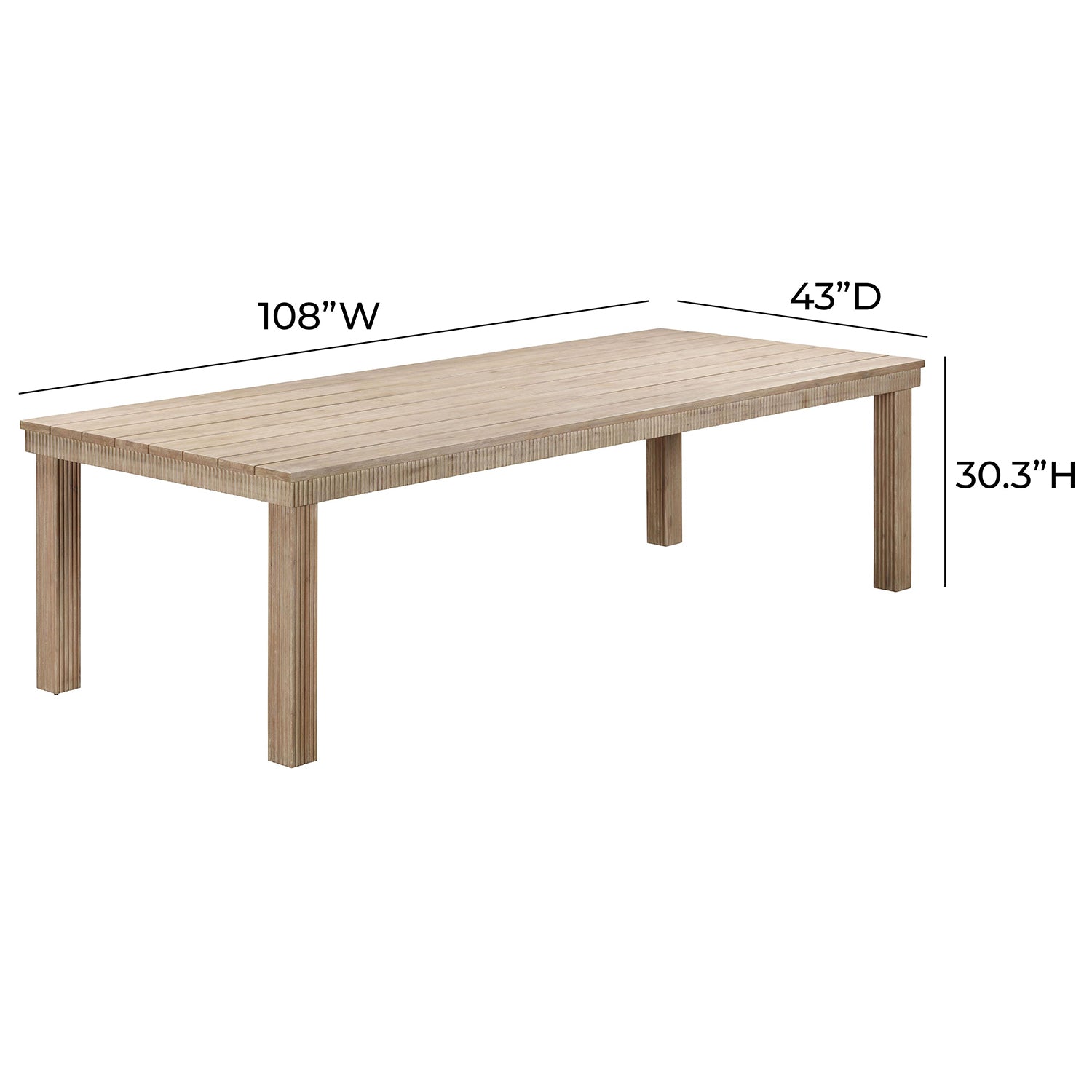 TOV Furniture Cassie Outdoor Rectangular Dining Table