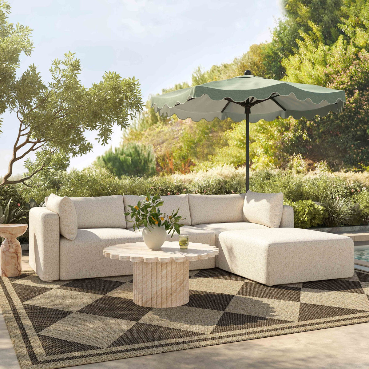 TOV Furniture Hangover Cream Performance Outdoor Modular Armless Chair