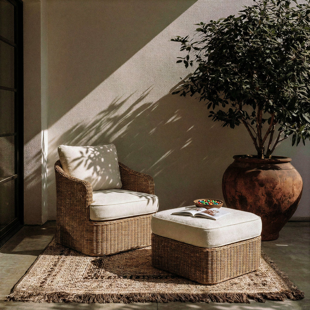TOV Furniture Axel Cream Boucle Outdoor Accent Chair