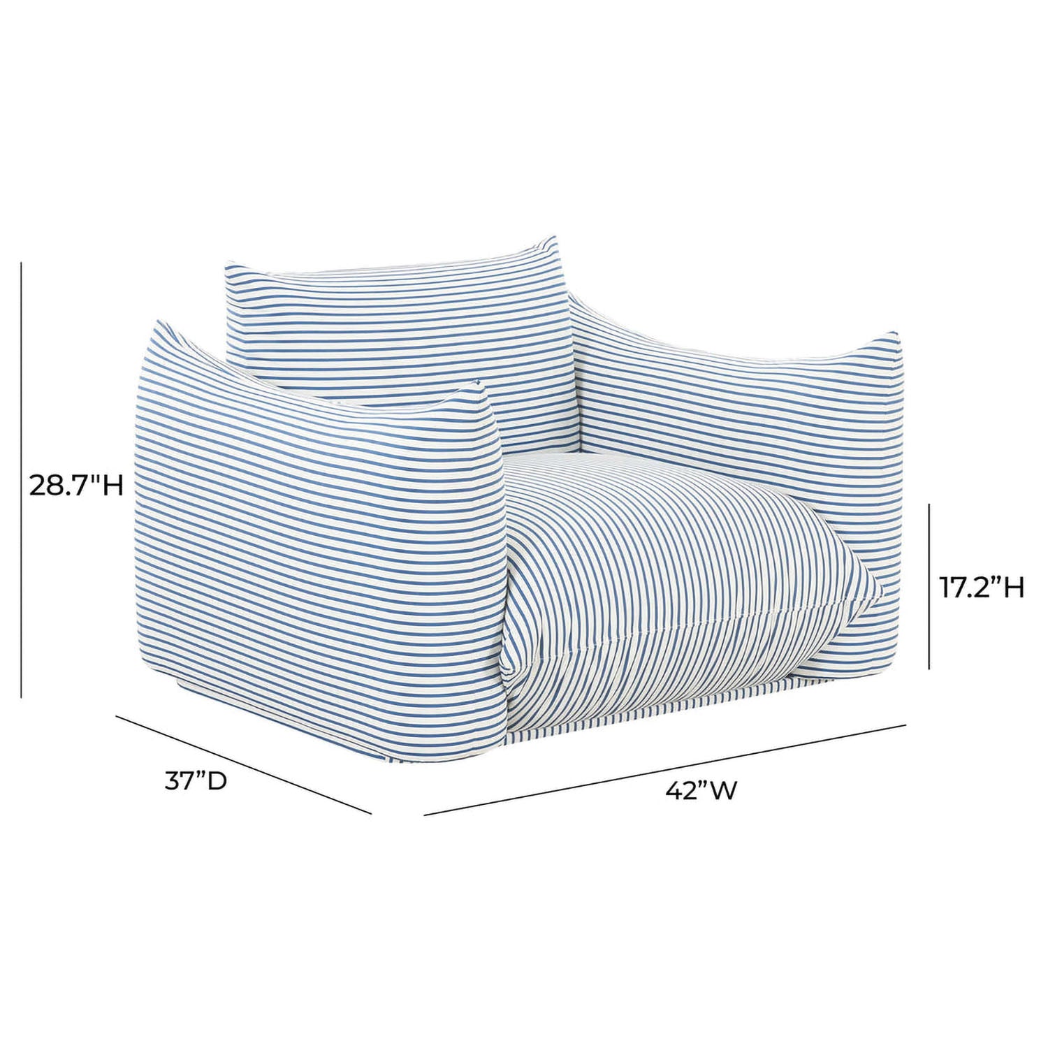 TOV Furniture Saint Tropez Striped Stuffed Outdoor Armchair