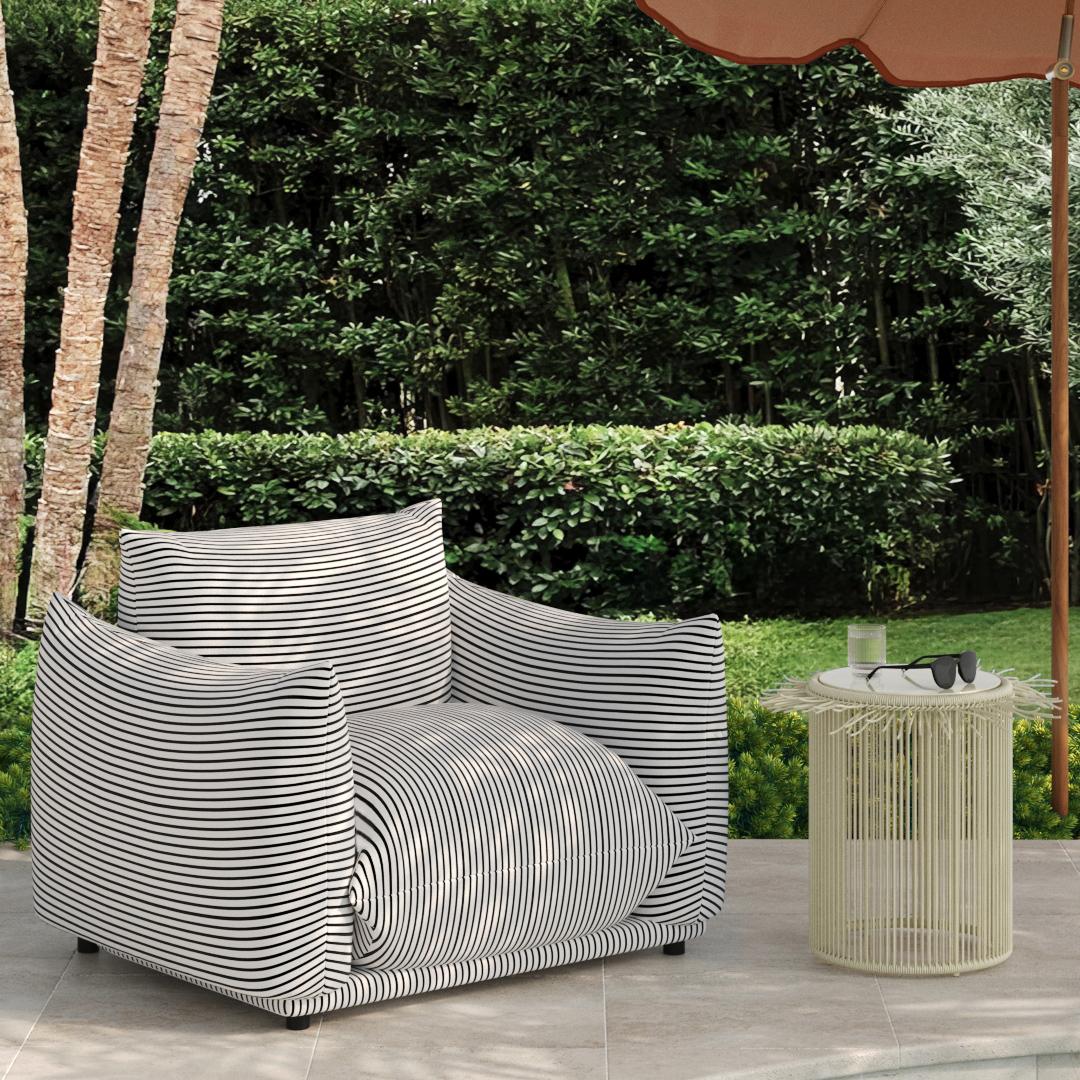 TOV Furniture Rafa Cream Outdoor Side Table