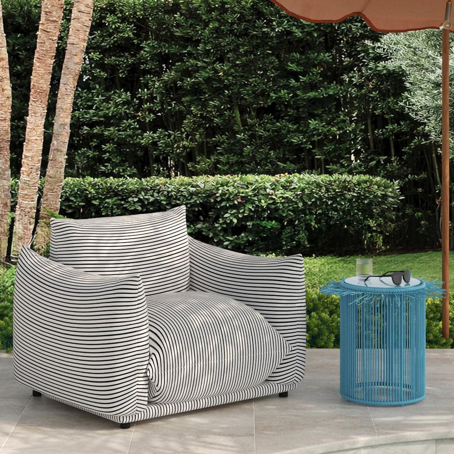 TOV Furniture Saint Tropez Striped Stuffed Outdoor Armchair