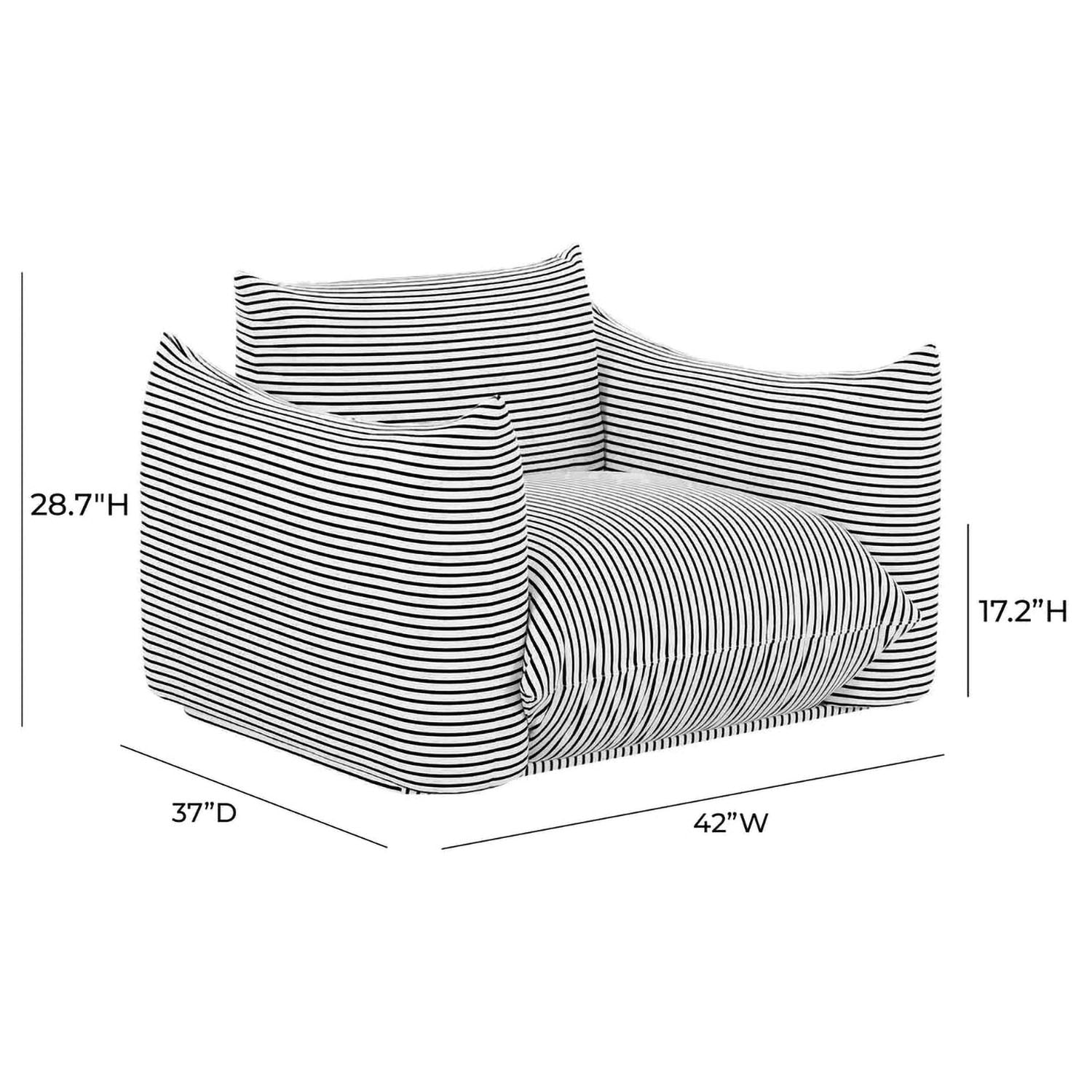 TOV Furniture Saint Tropez Striped Stuffed Outdoor Armchair