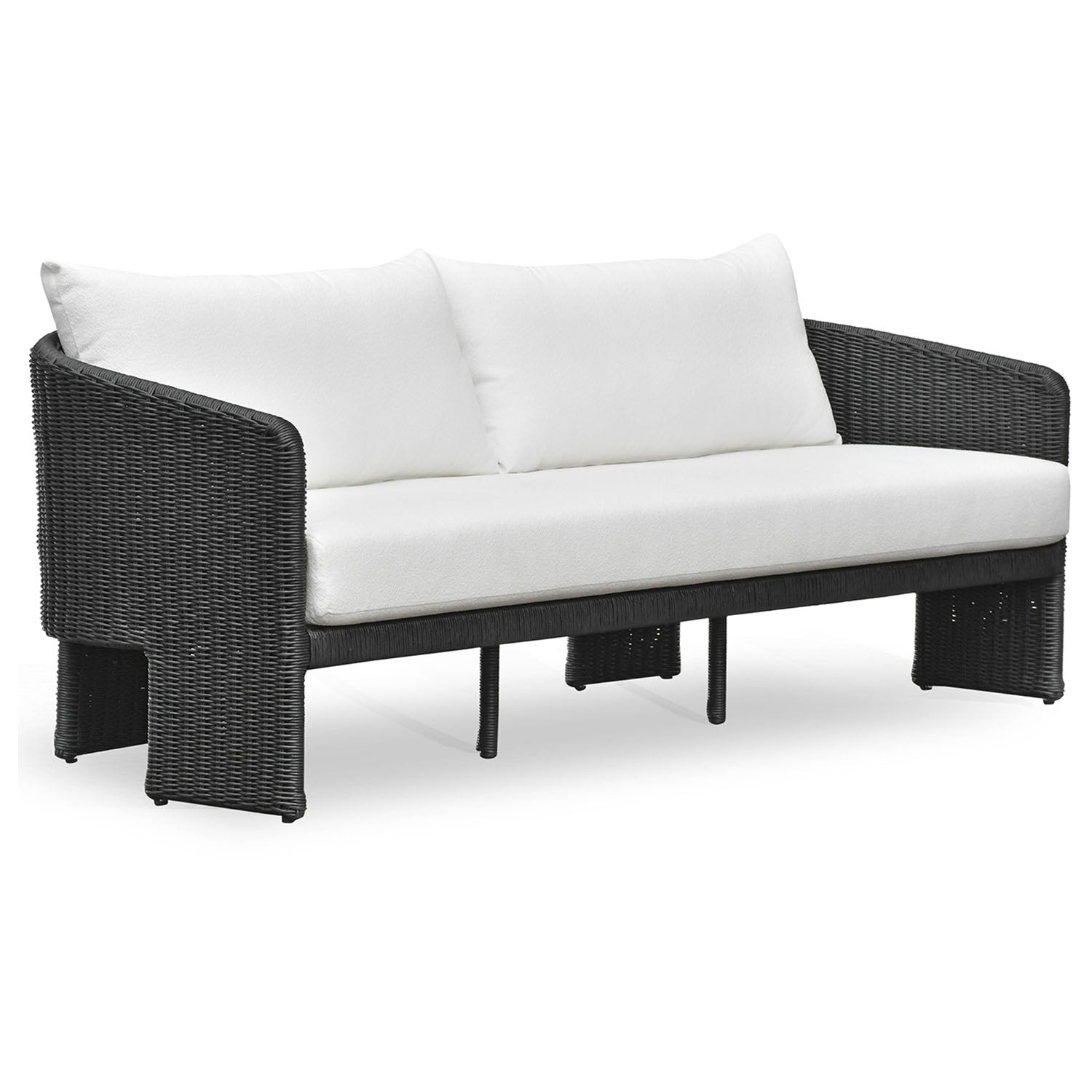 TOV Furniture Alexa Black Rattan Performance Outdoor Sofa