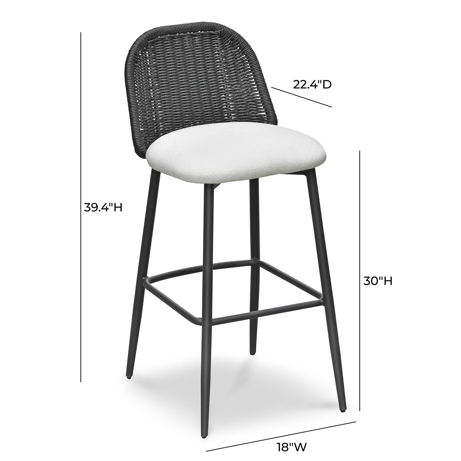 TOV Furniture Alexa Black Rattan Performance Barstool