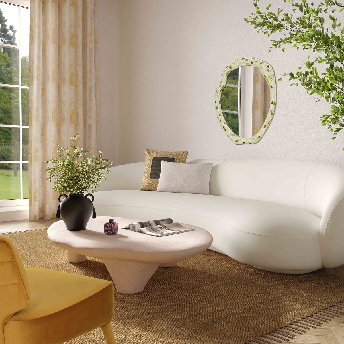 TOV Furniture Athen Nude Faux Stone 57in Coffee Table