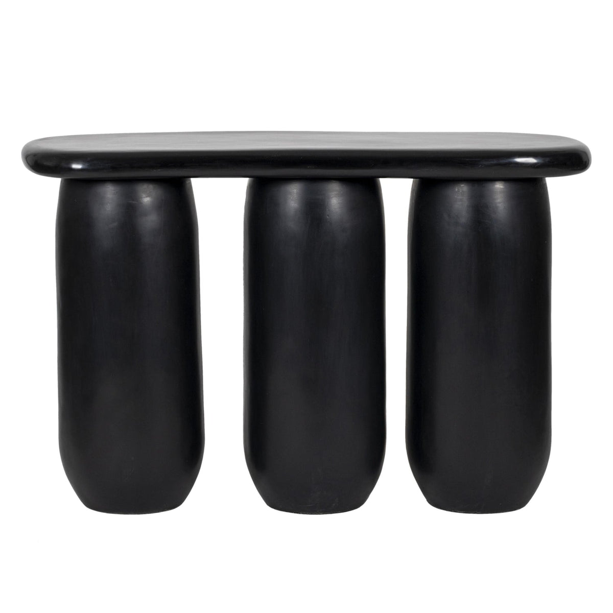 TOV Furniture Rahul 49" Textured Console Table in black FRP fiberglass, primary product view