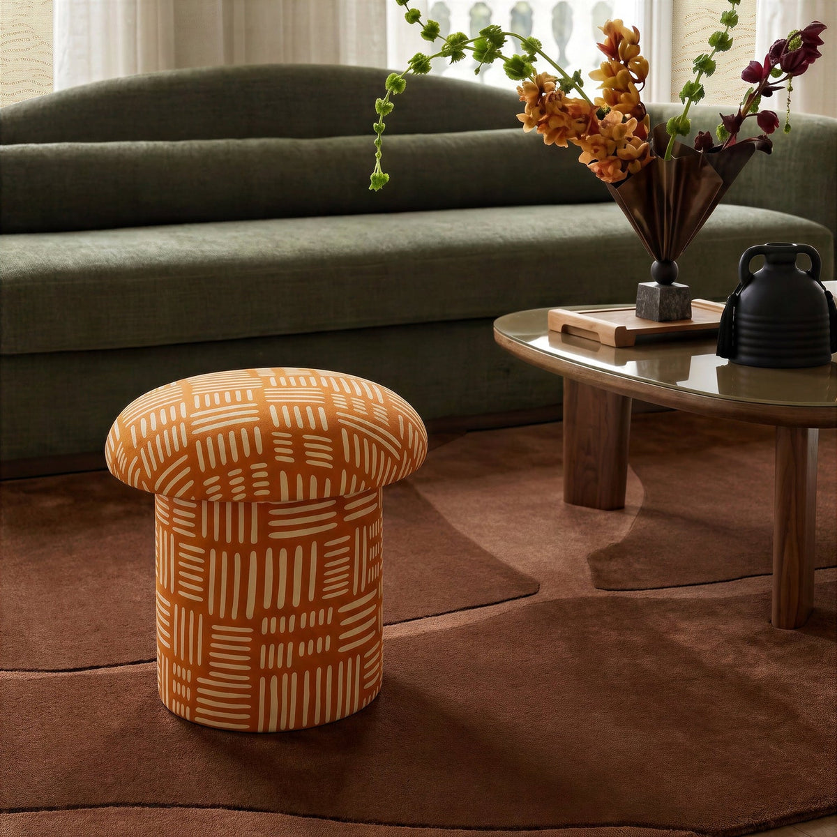 TOV Furniture Lucy Rust Orange Mushroom Stool