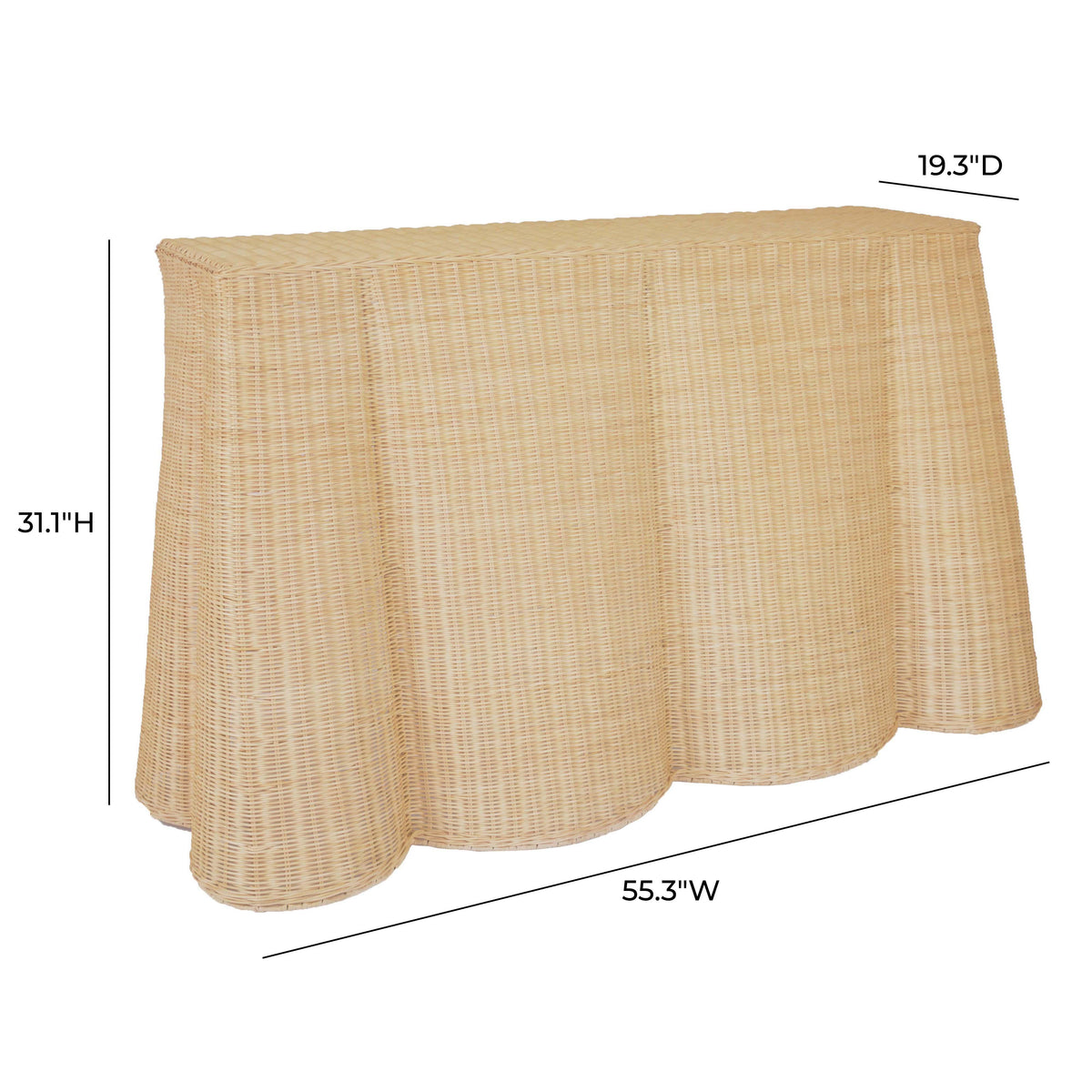 TOV Furniture Egan Natural Rattan Console Table