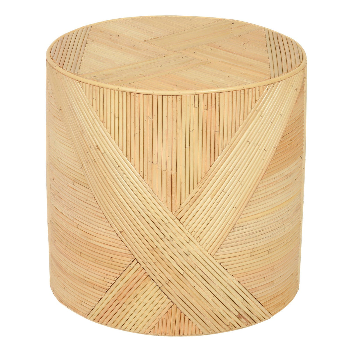 TOV Furniture Matea Natural Rattan Cross Side Table in natural woven rattan, primary product view