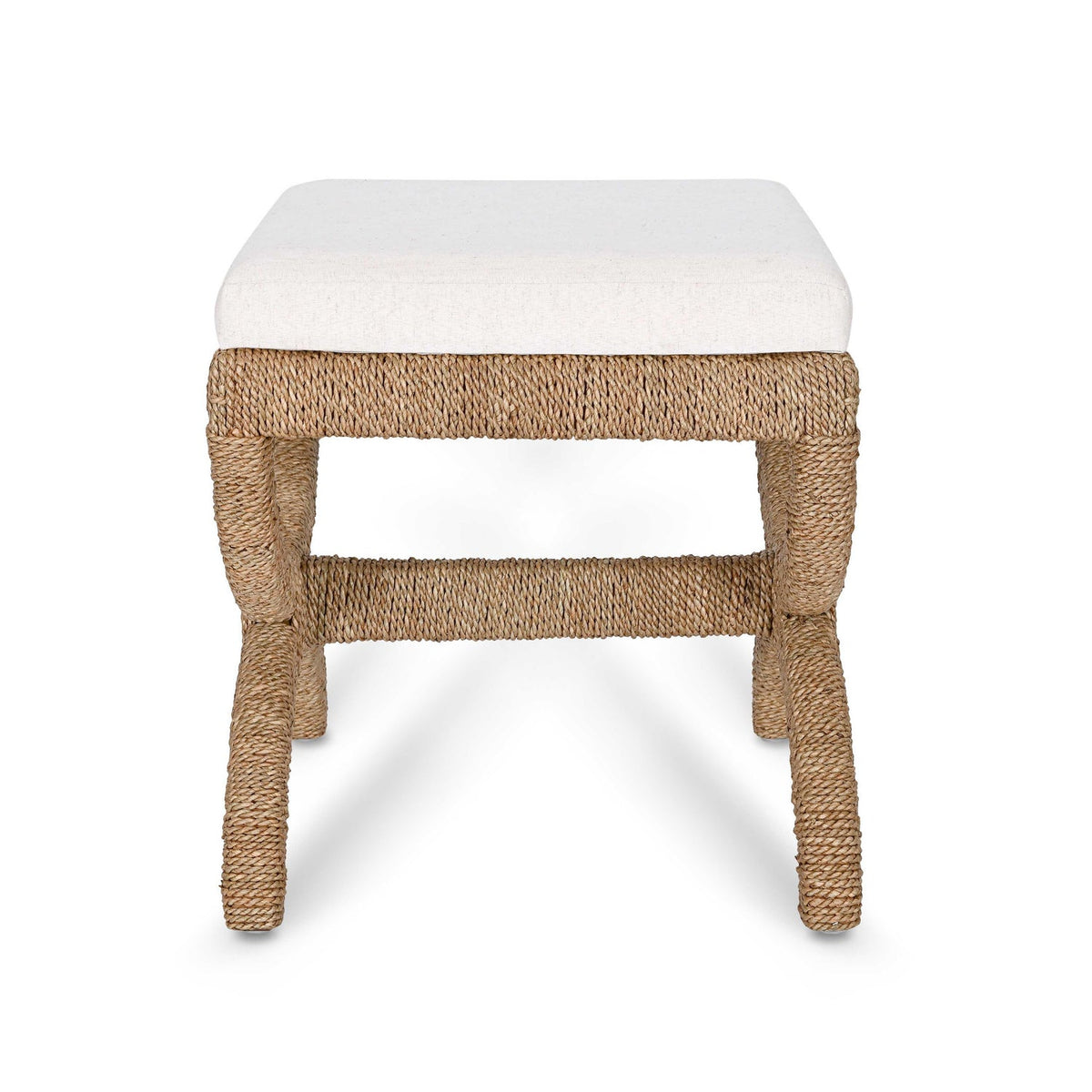TOV Furniture Kappa Cream and Natural Seagrass Accent Stool