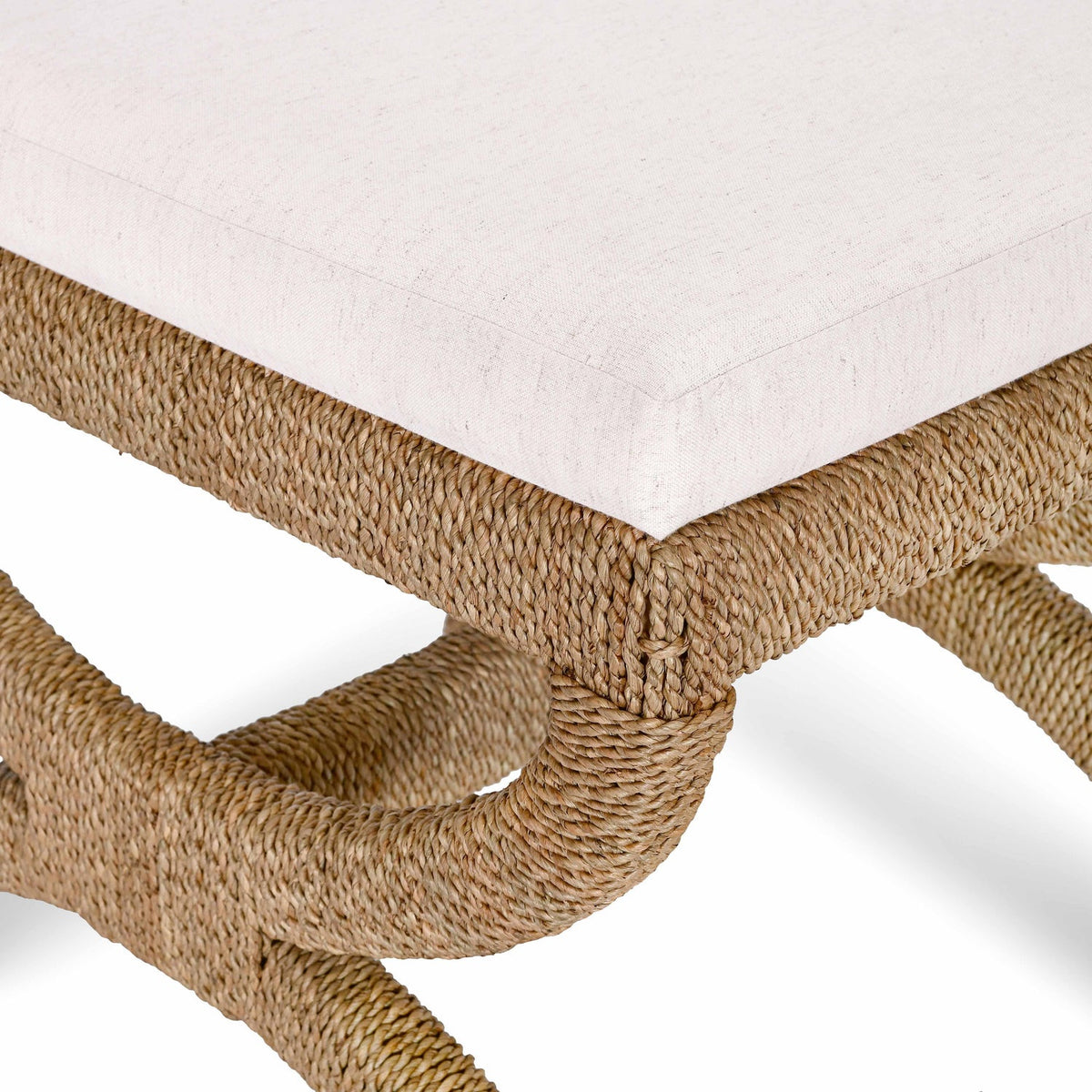 TOV Furniture Kappa Cream and Natural Seagrass Accent Stool
