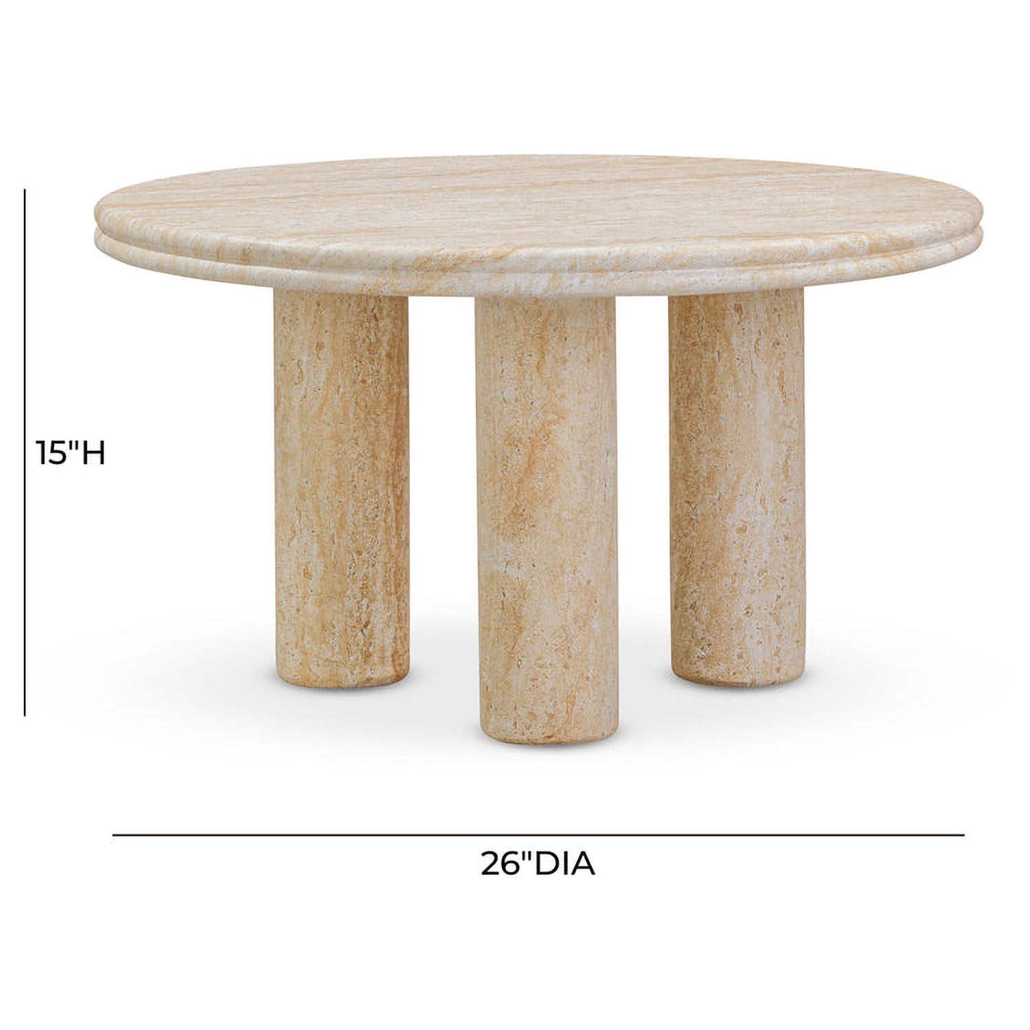TOV Furniture Amora Faux Travertine Indoor/Outdoor Round Accent Table
