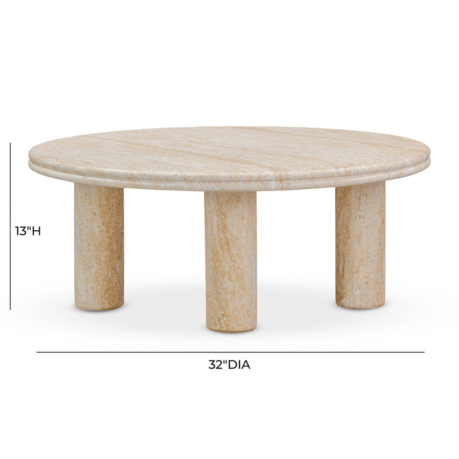 TOV Furniture Amora Faux Travertine Indoor/Outdoor Round Accent Table