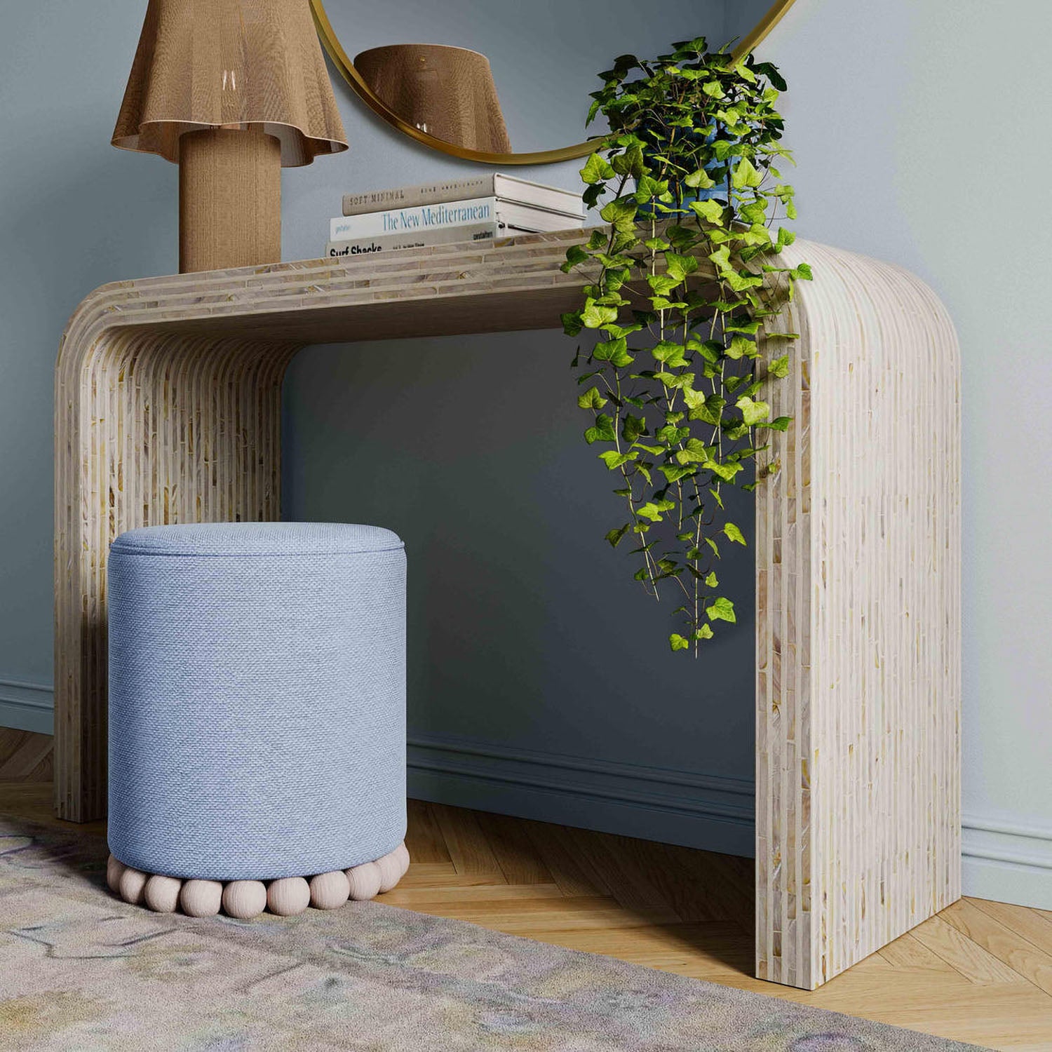 TOV Furniture Opus Cream Capiz Shell Console Table