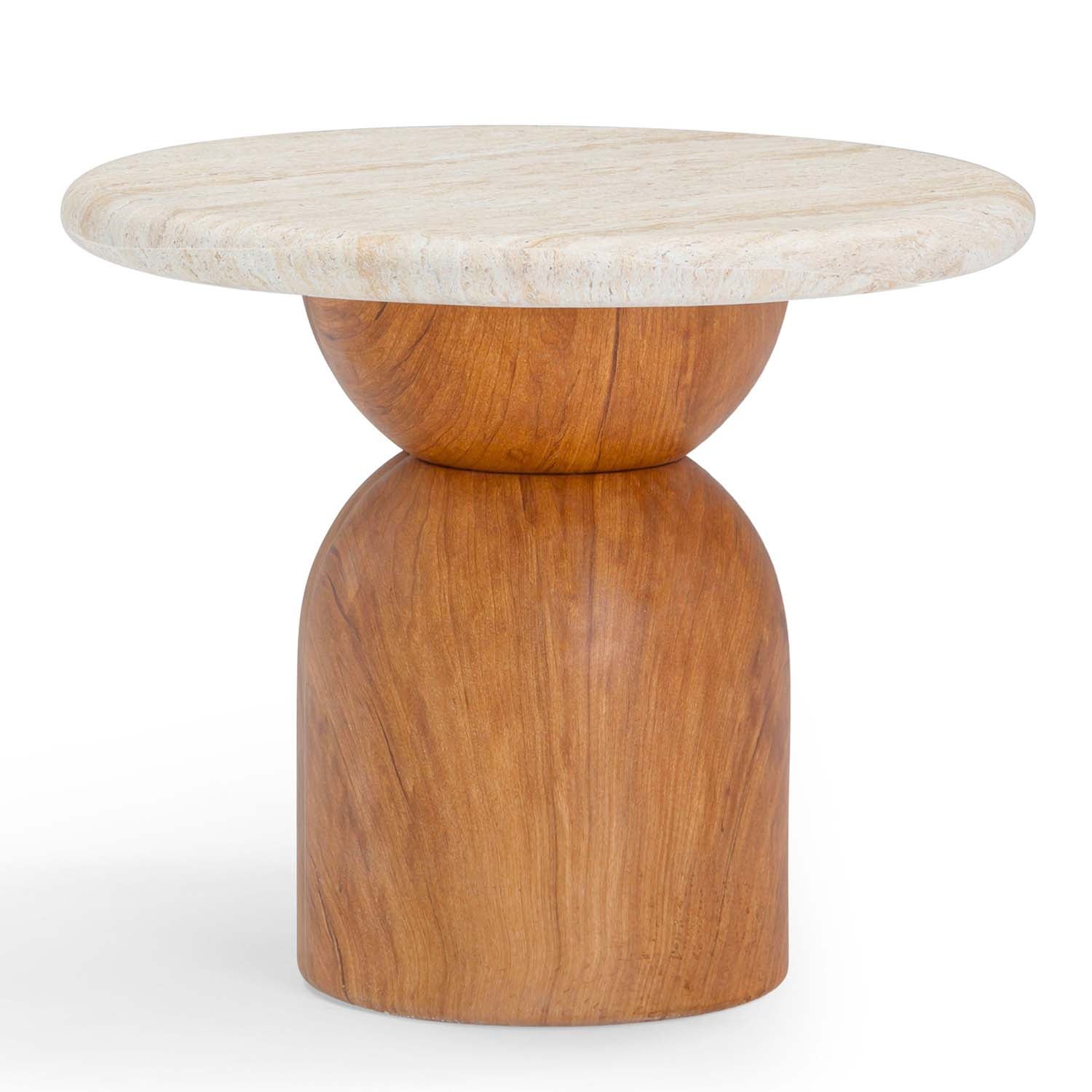 TOV Furniture Cynthia Travertine Concrete Indoor/Outdoor Side Table