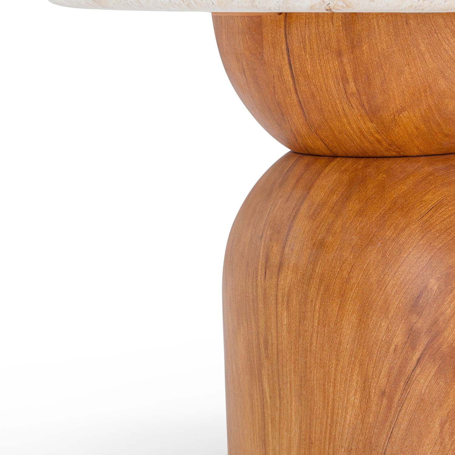 TOV Furniture Cynthia Travertine Concrete Indoor/Outdoor Side Table