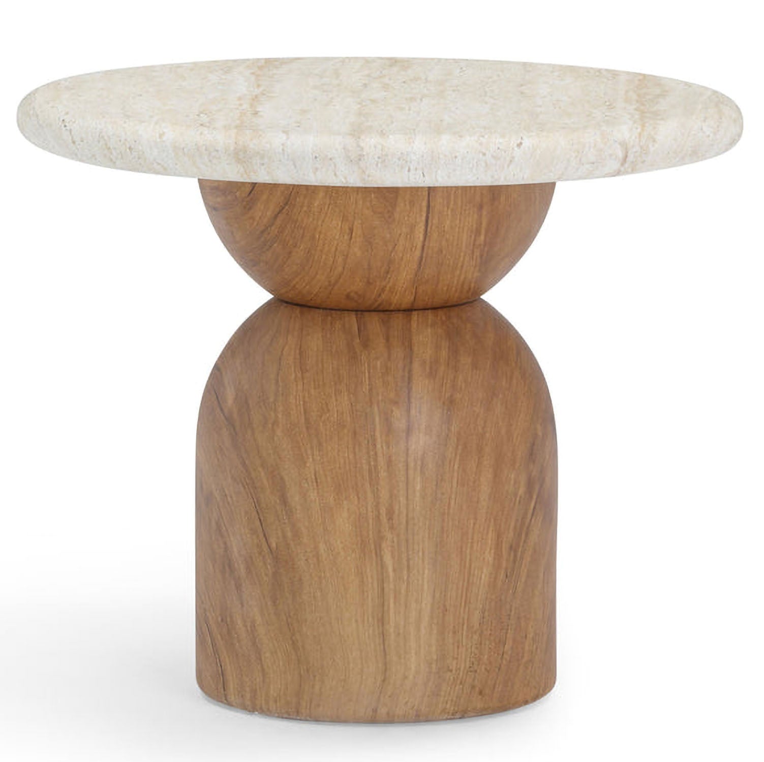 TOV Furniture Cynthia Travertine Concrete Indoor/Outdoor Side Table