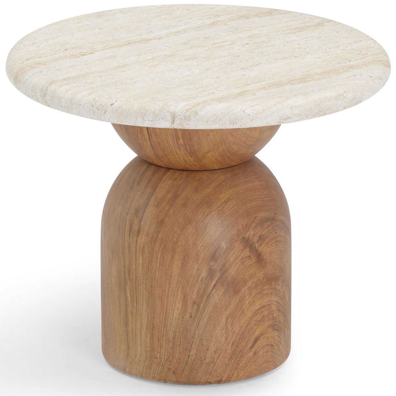 TOV Furniture Cynthia Travertine Concrete Indoor/Outdoor Side Table