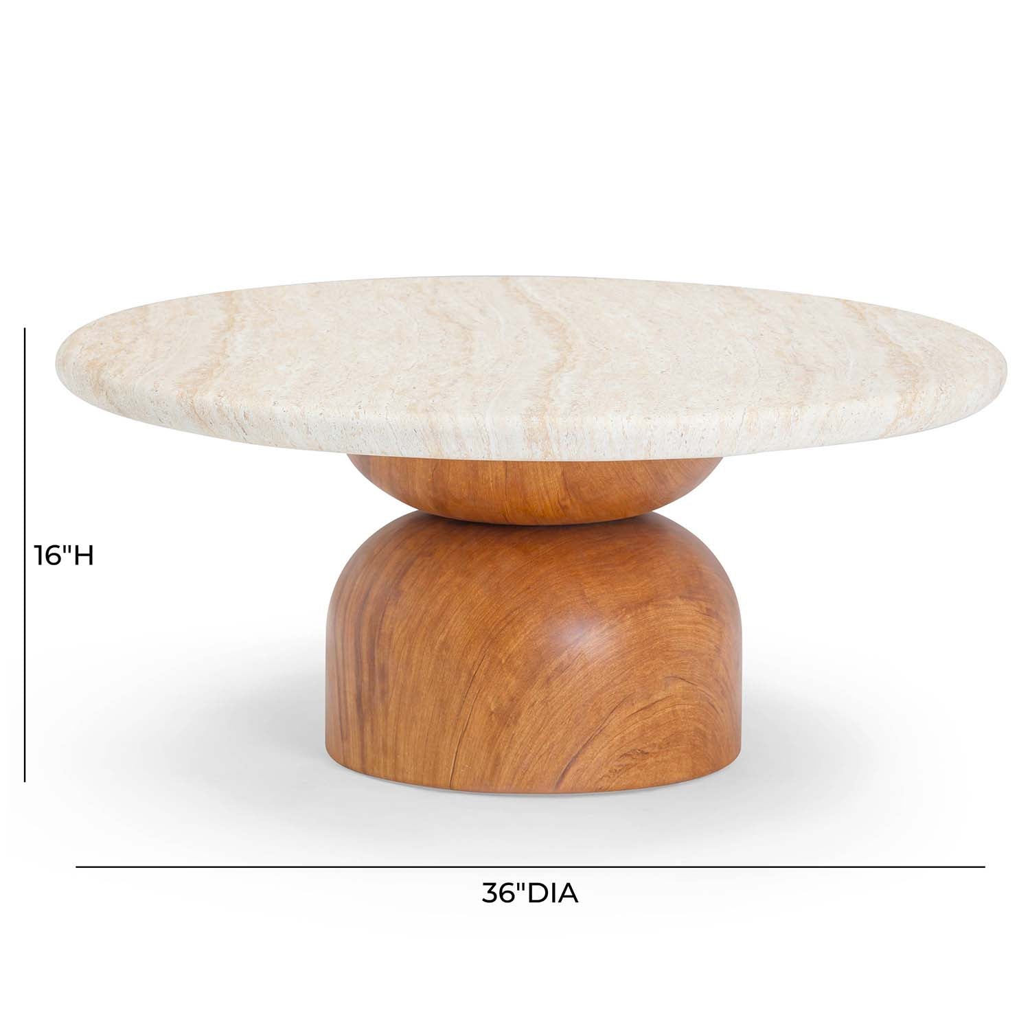 TOV Furniture Cynthia Travertine Concrete Indoor/Outdoor Coffee Table